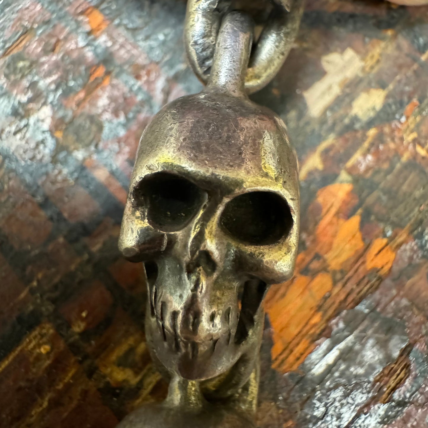 Vintage Solid Sterling/.925 Skull Bracelet (9”)