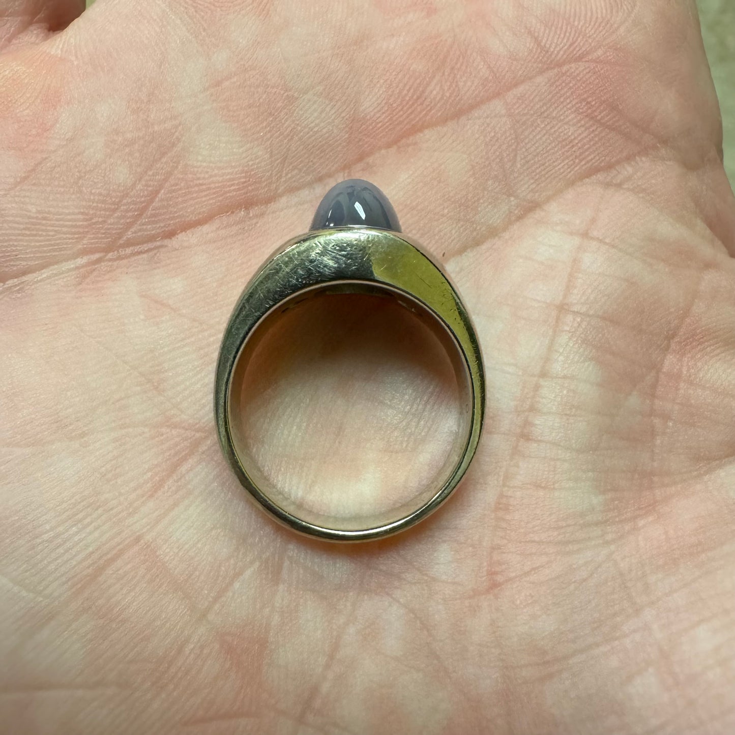 Vintage 14k White Gold Natural 3.00CT Star Sapphire .20CTW Diamond Trilogy Ring (8)
