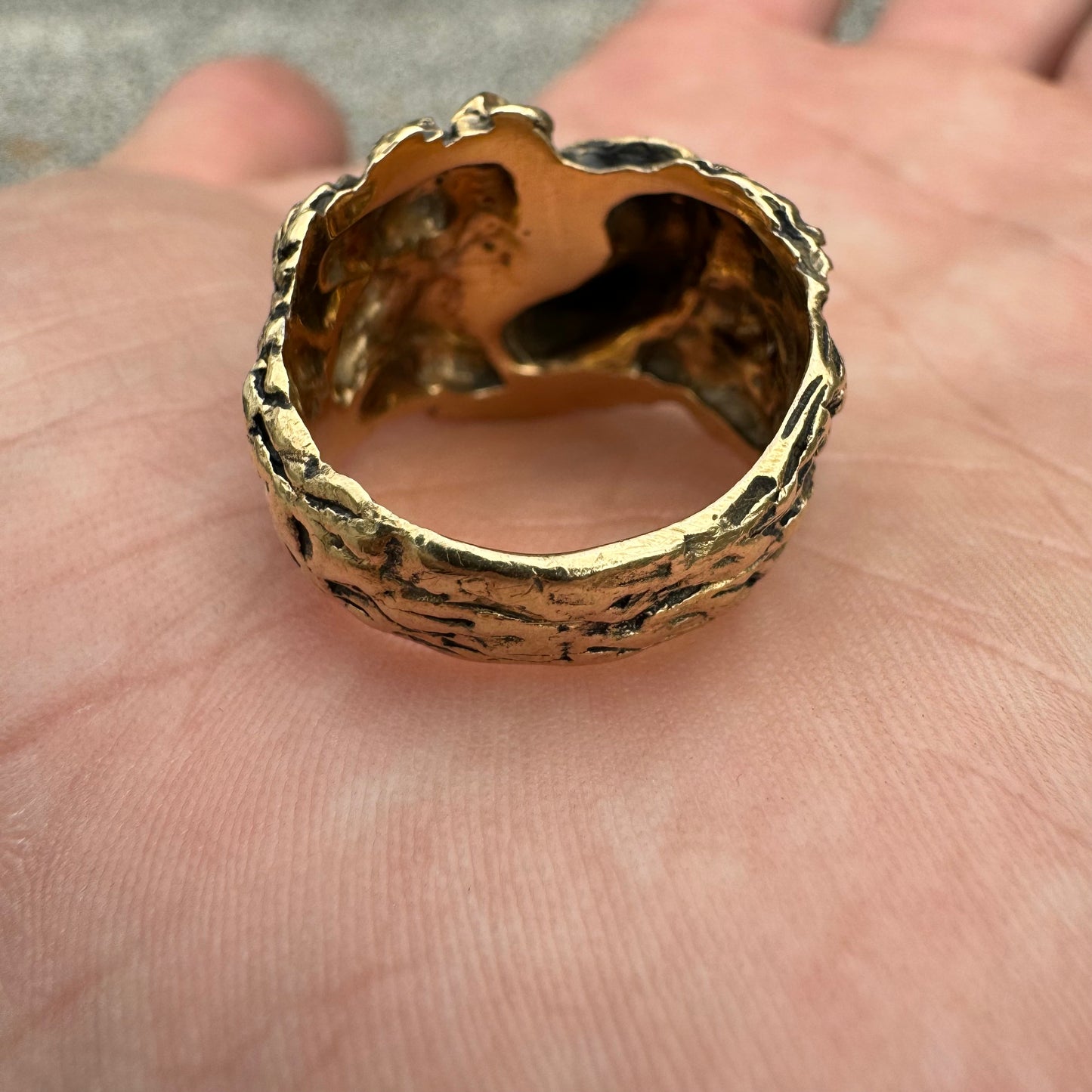 Vintage Solid 14k Yellow Gold .25CT Natural VS Diamond Heavyweight Lion Ring (7.75)