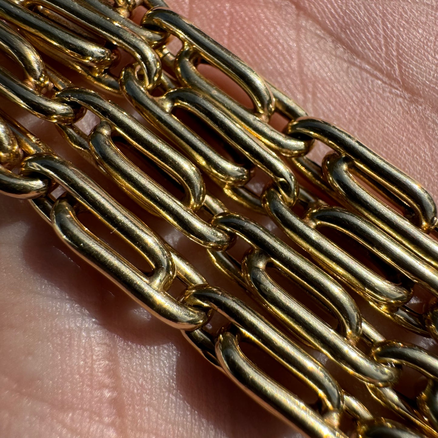 Vintage 14k Yellow Italian Gold Interlocking Double Chain Link Necklace (21”)