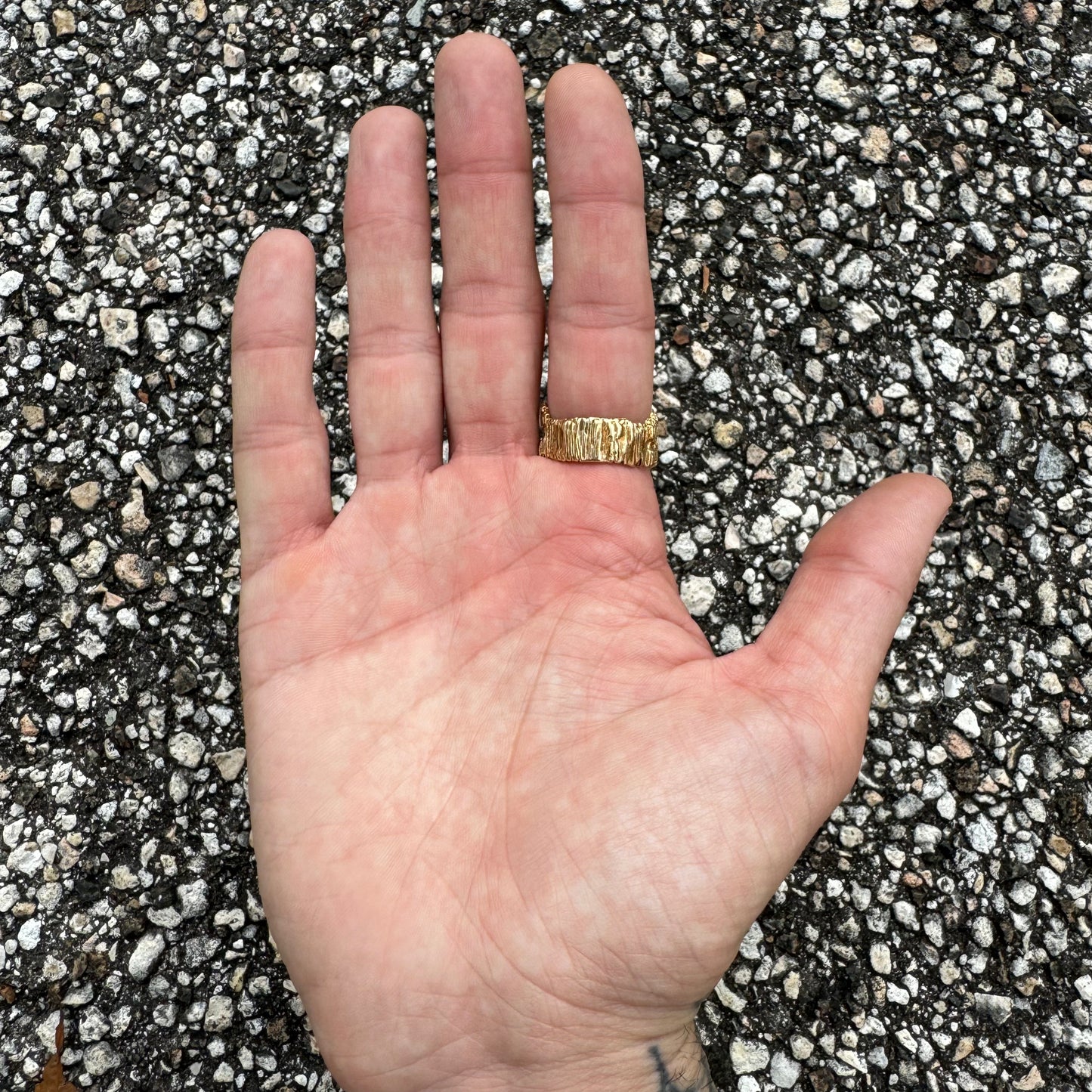 Vintage Solid 14k Yellow Gold Designer Made Heavyweight .50CTW Natural Diamond Cluster Brutalist Ring (10.5)