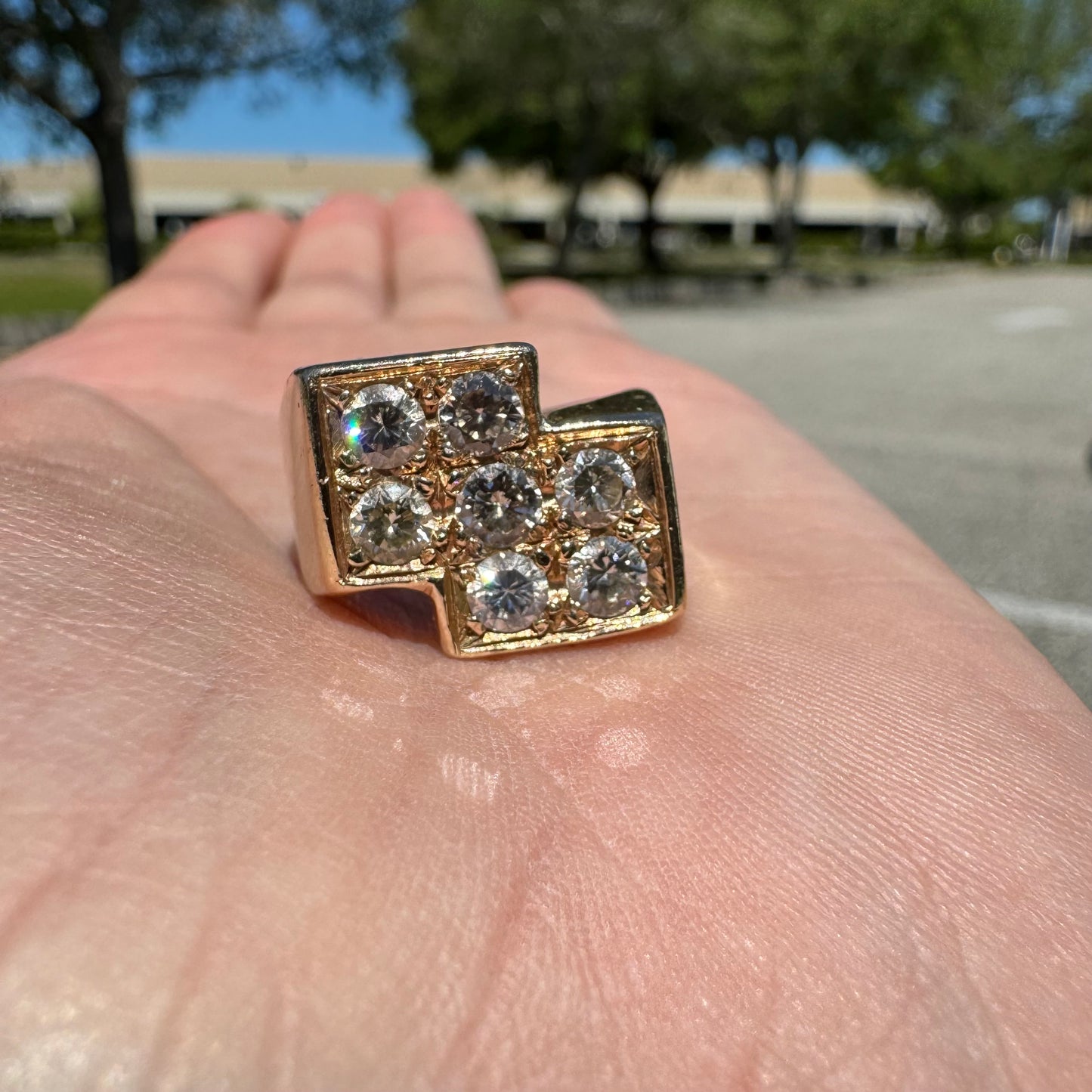 Custom Solid 14k Yellow Gold 1.5CTW Natural VS Diamond Dice Ring (8)