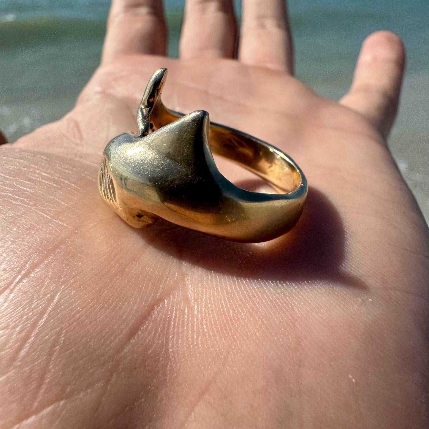 Vintage Custom 14k Yellow Gold Shark Ring (11.5)