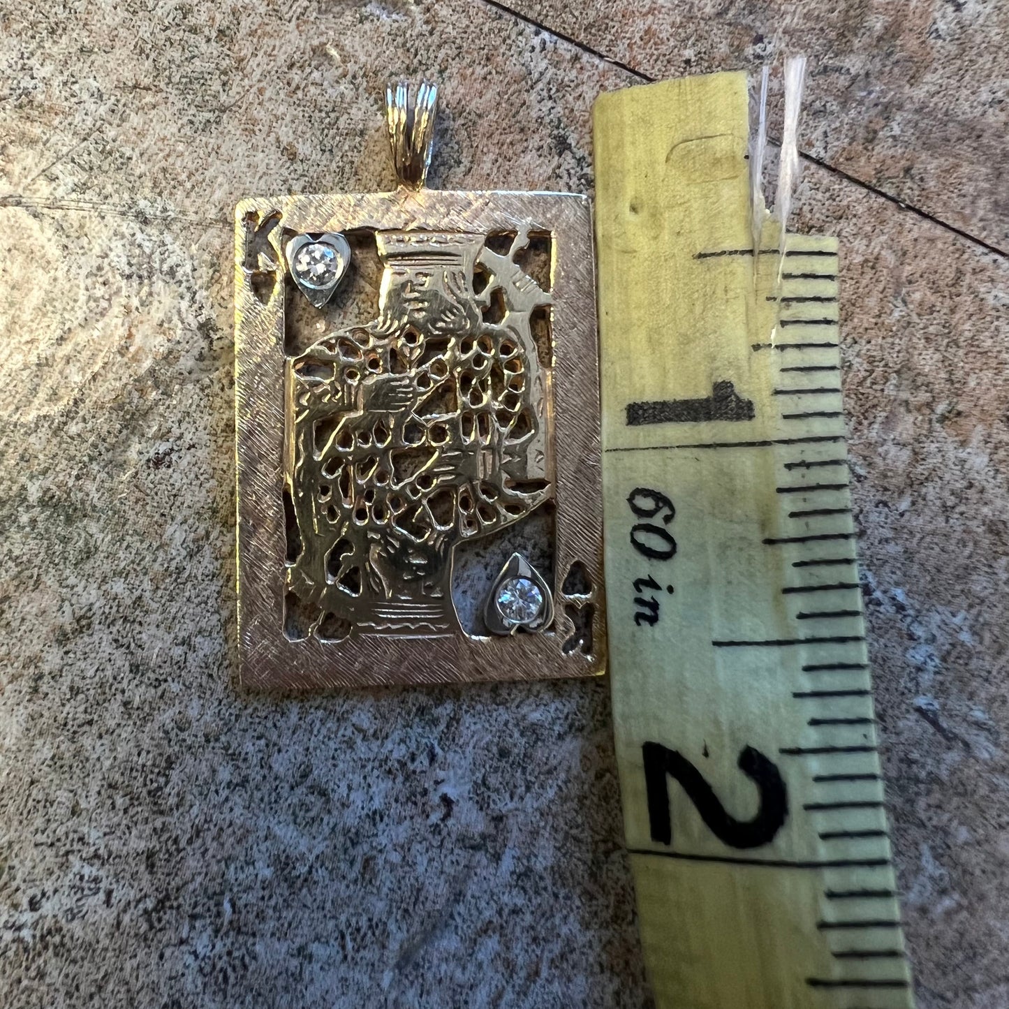 Vintage Custom Made Solid 14k Gold King Of Hearts Pendant