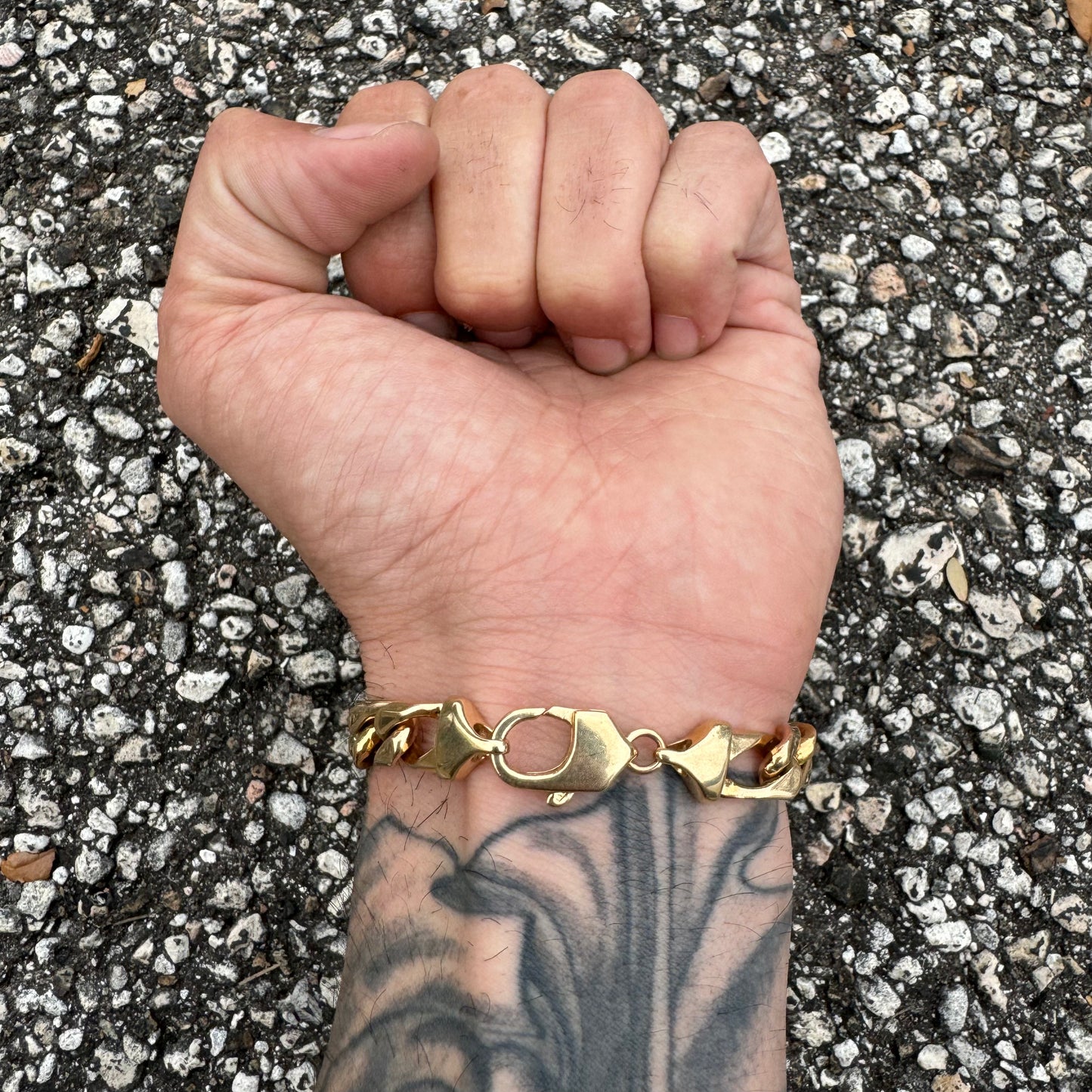 Vintage Solid 14k Yellow Gold Super Heavyweight Chunky Cuban Curb Link Bracelet (8.75”)