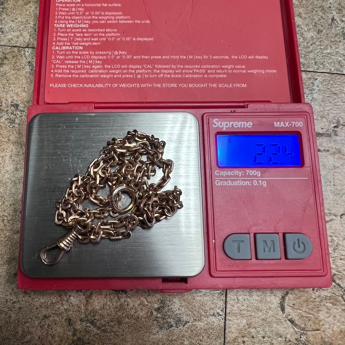 Victorian Solid 12k Rose Gold Watch Chain Necklace (20.5”)