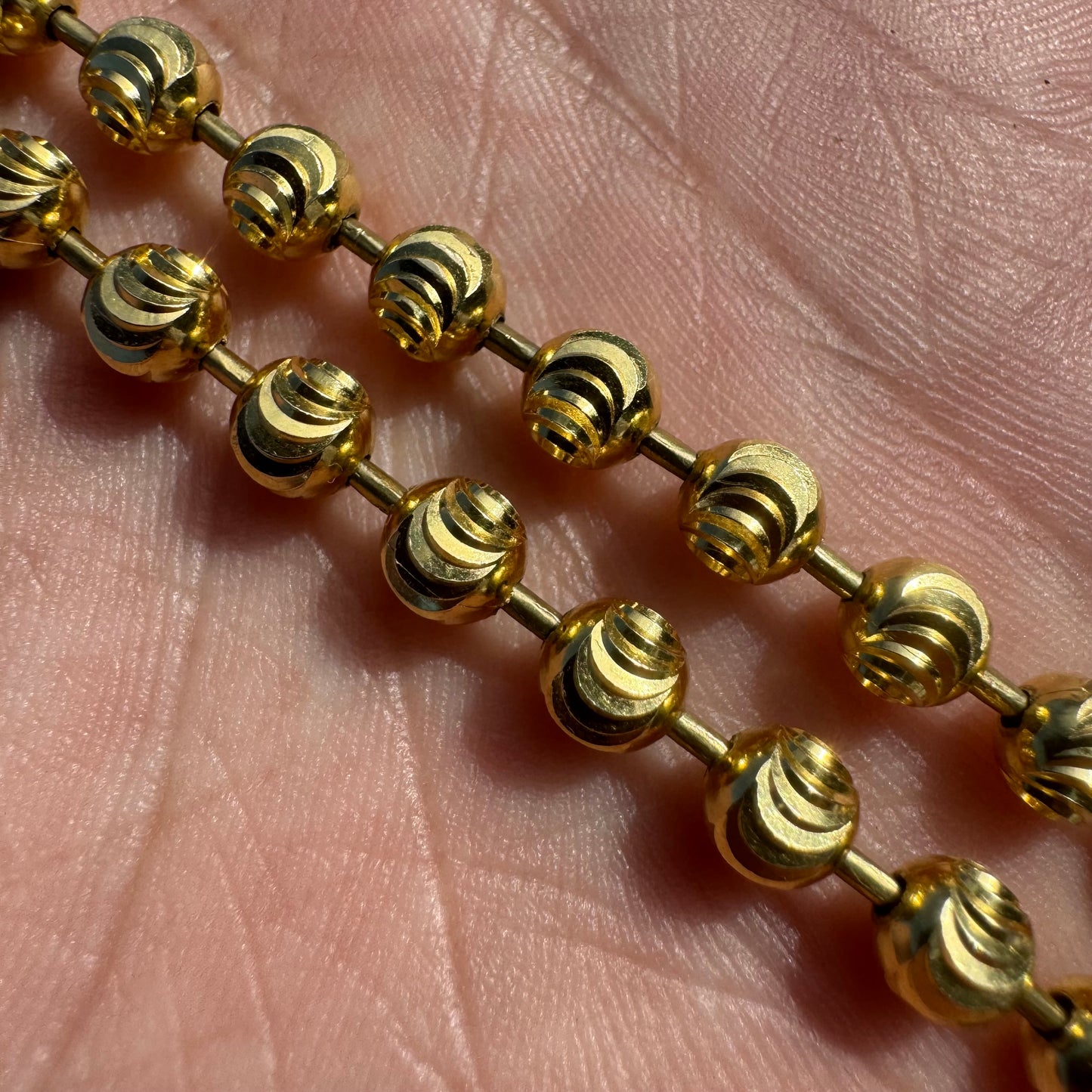 Heavyweight 14k Yellow Gold Chunky Mooncut Ball Chain Necklace (26.25”)