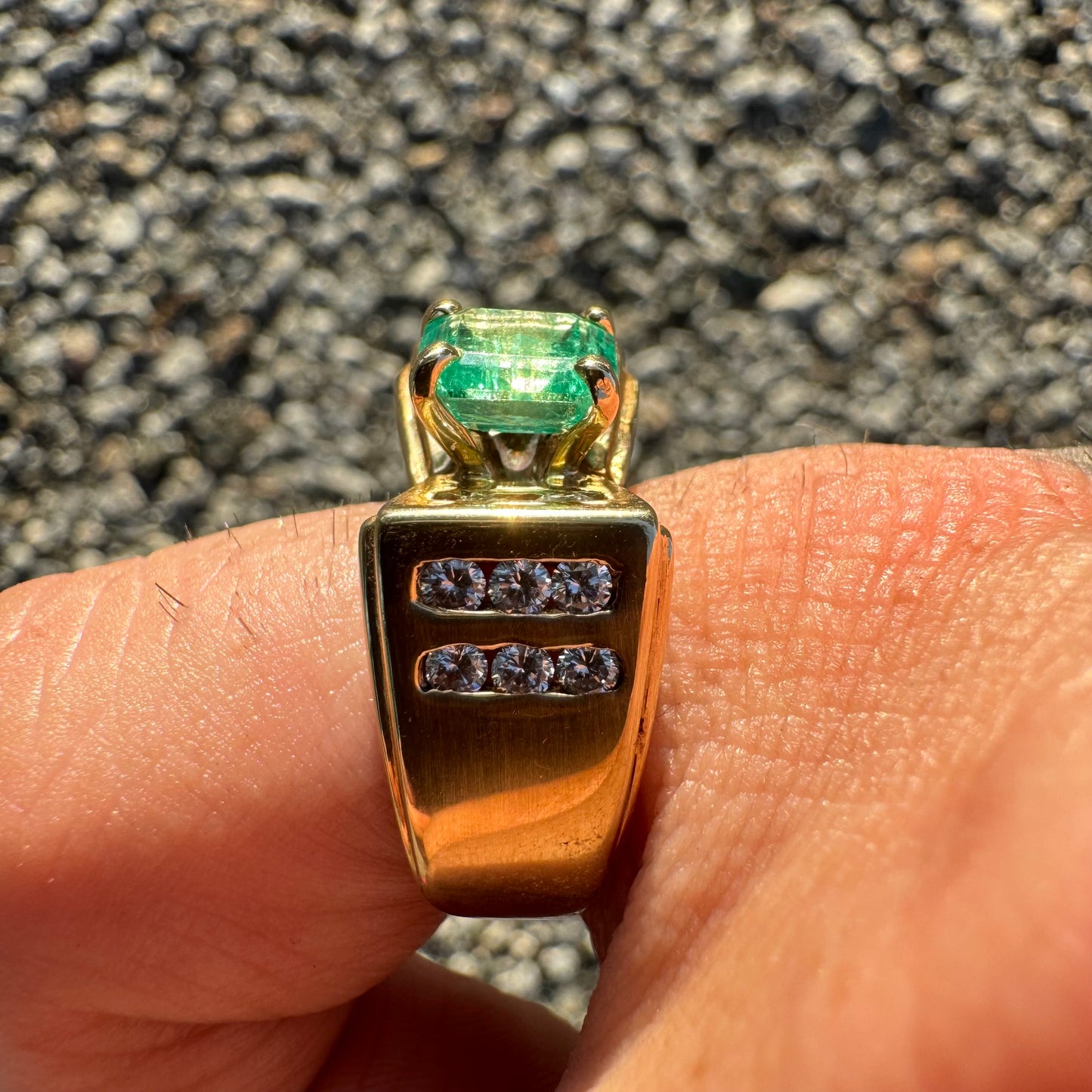 Custom 14k Yellow Gold 1.3Ct Natural Columbian Emerald & .70Ctw Natural Diamond Ring (6.25)