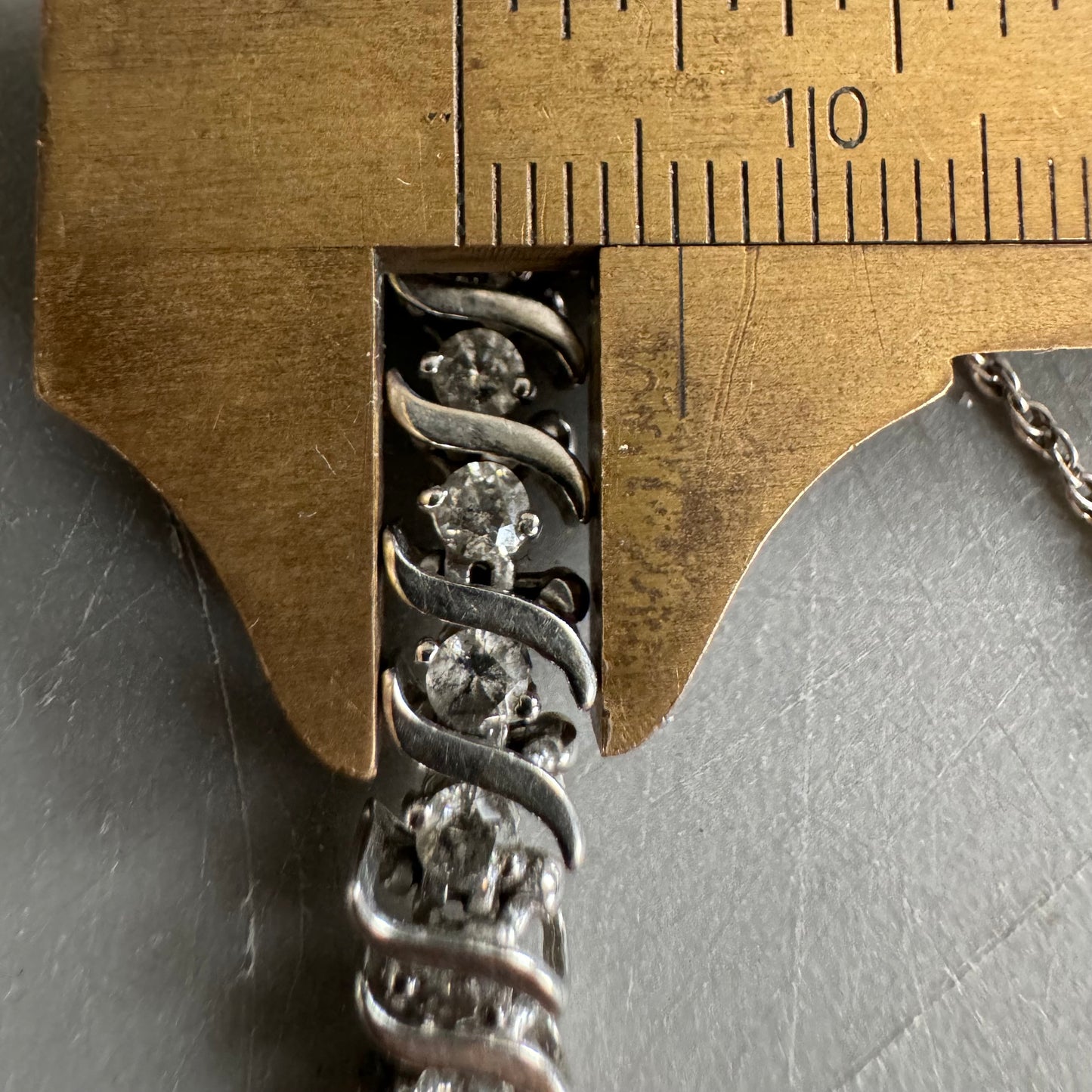 Vintage Solid 10k White Gold 2.5ctw Natural Diamond S-Link Tennis Bracelet (7.25”)