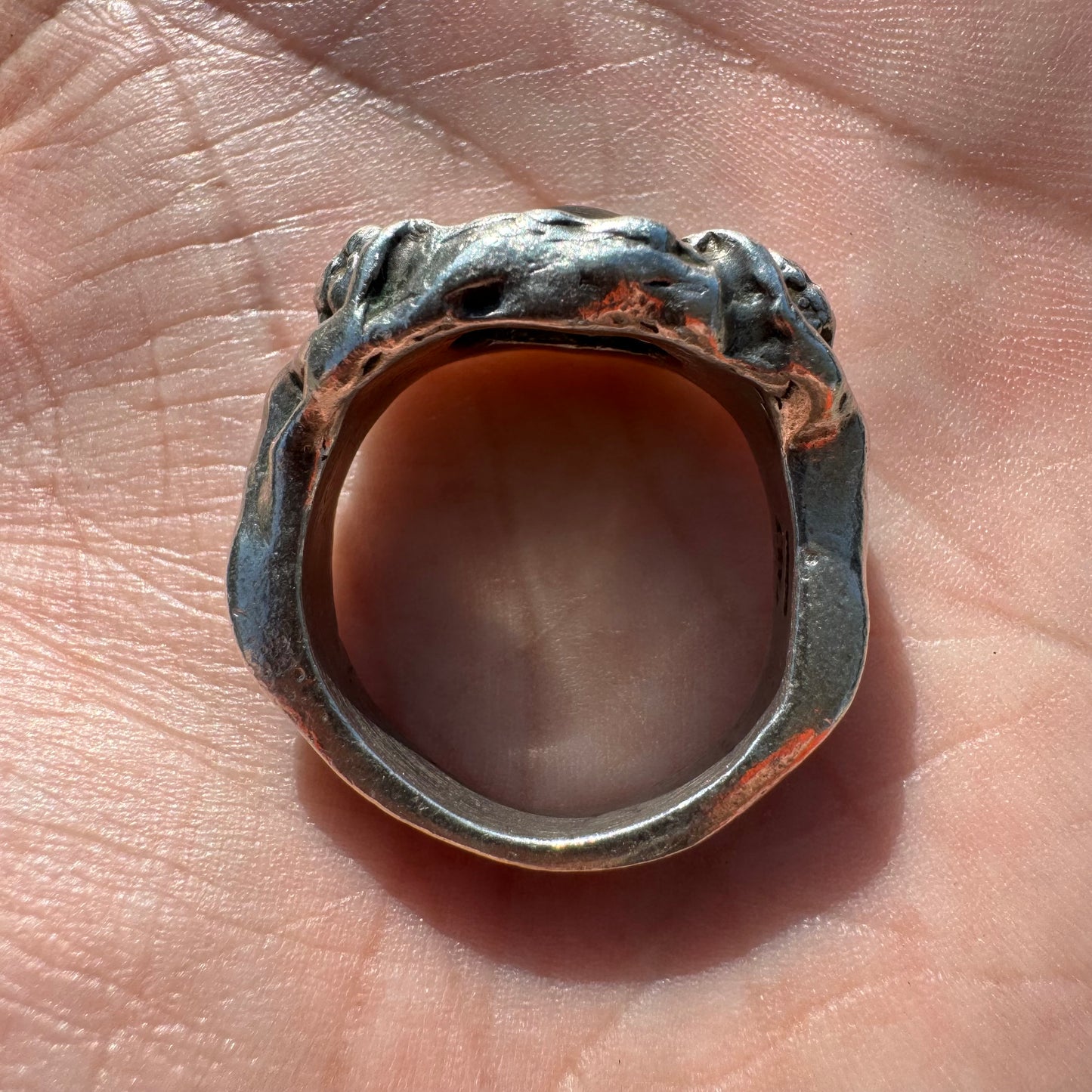 Pre-WW2 Heavyweight Sterling/.925 Prosthetic Eye Cherub Ring (11)