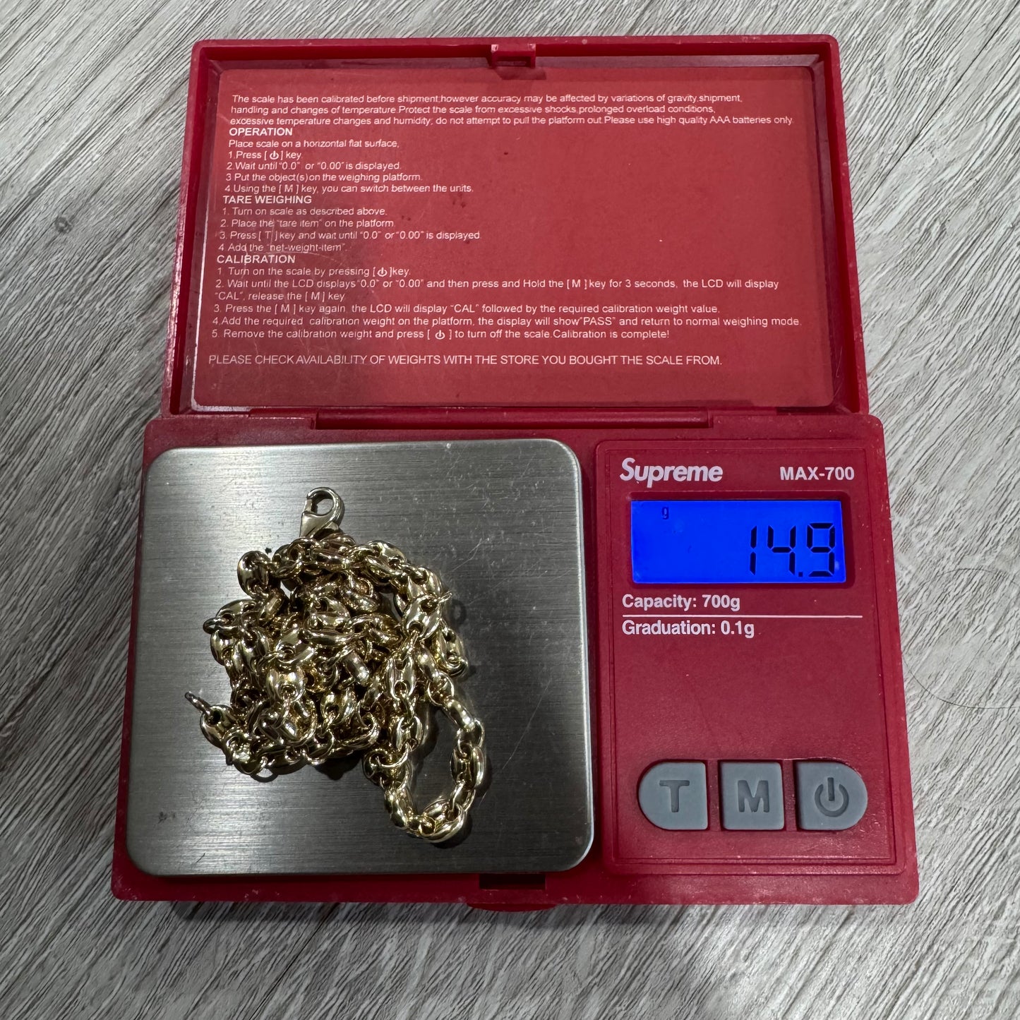 Brand New 14k Yellow Gold Classic Puffed Gucci Mariner Link Necklace (22”)