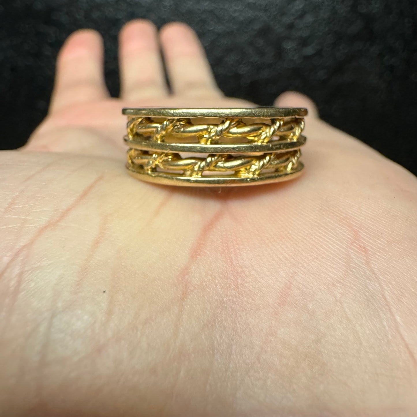Vintage Solid 14k Yellow Gold Barbed Wire Ring (9.5)