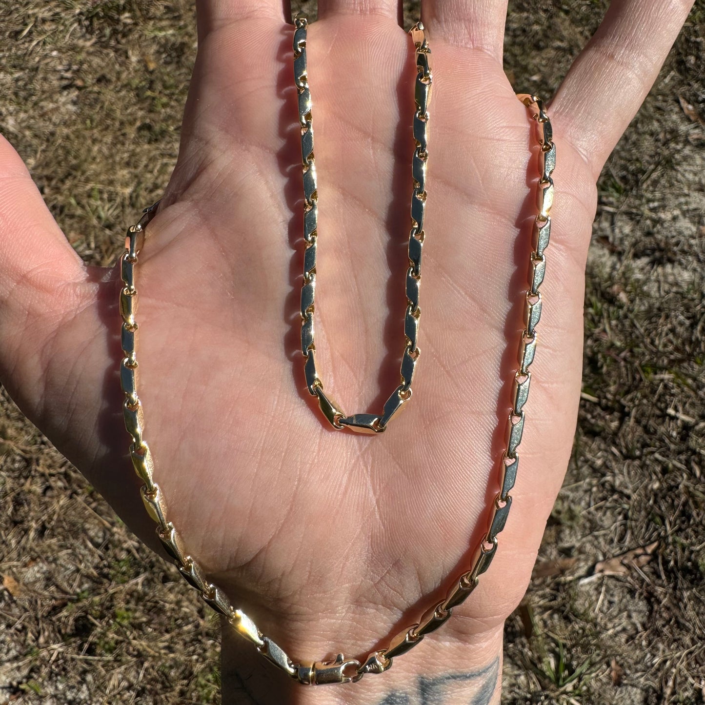 Vintage Solid 14k Yellow Gold Fish Eye Link Necklace (20.25”)