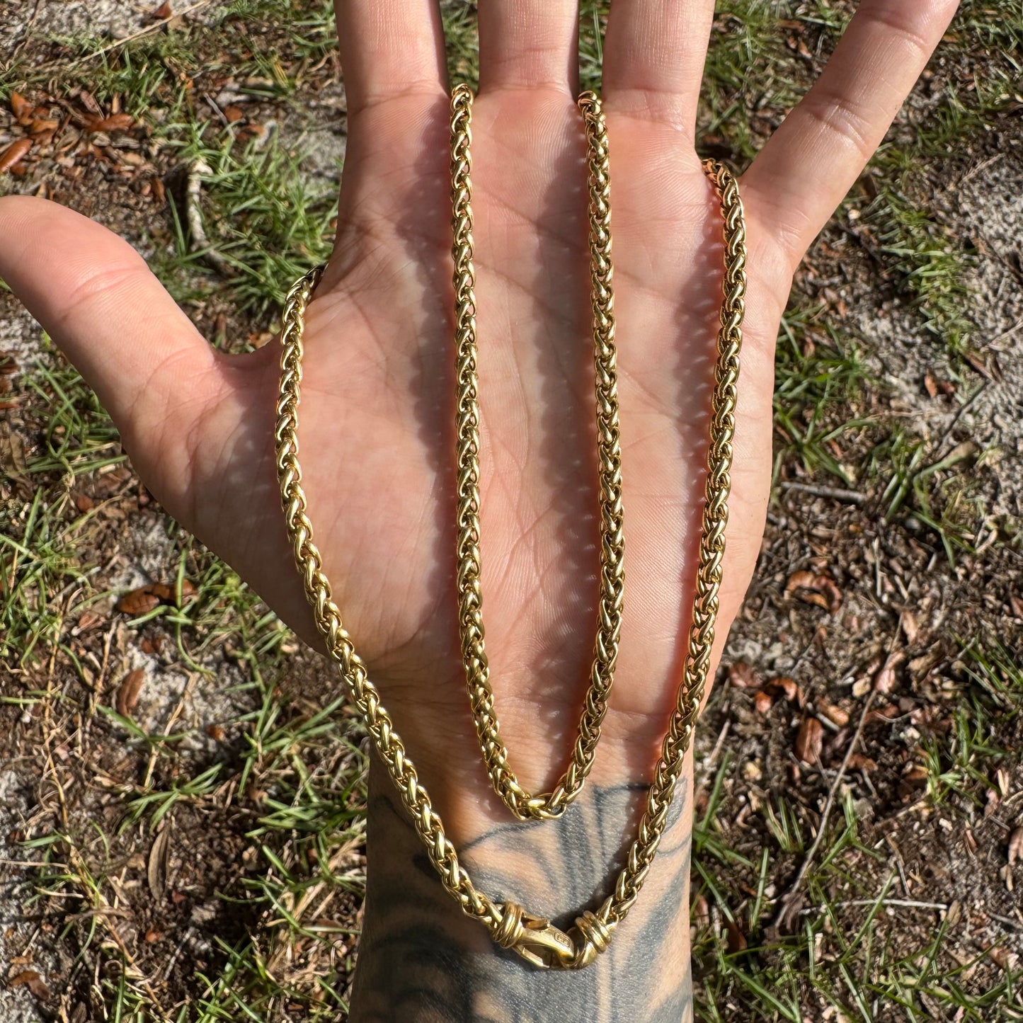 David Yurman 18k Yellow Gold Wheat Link Necklace (26”/4mm)