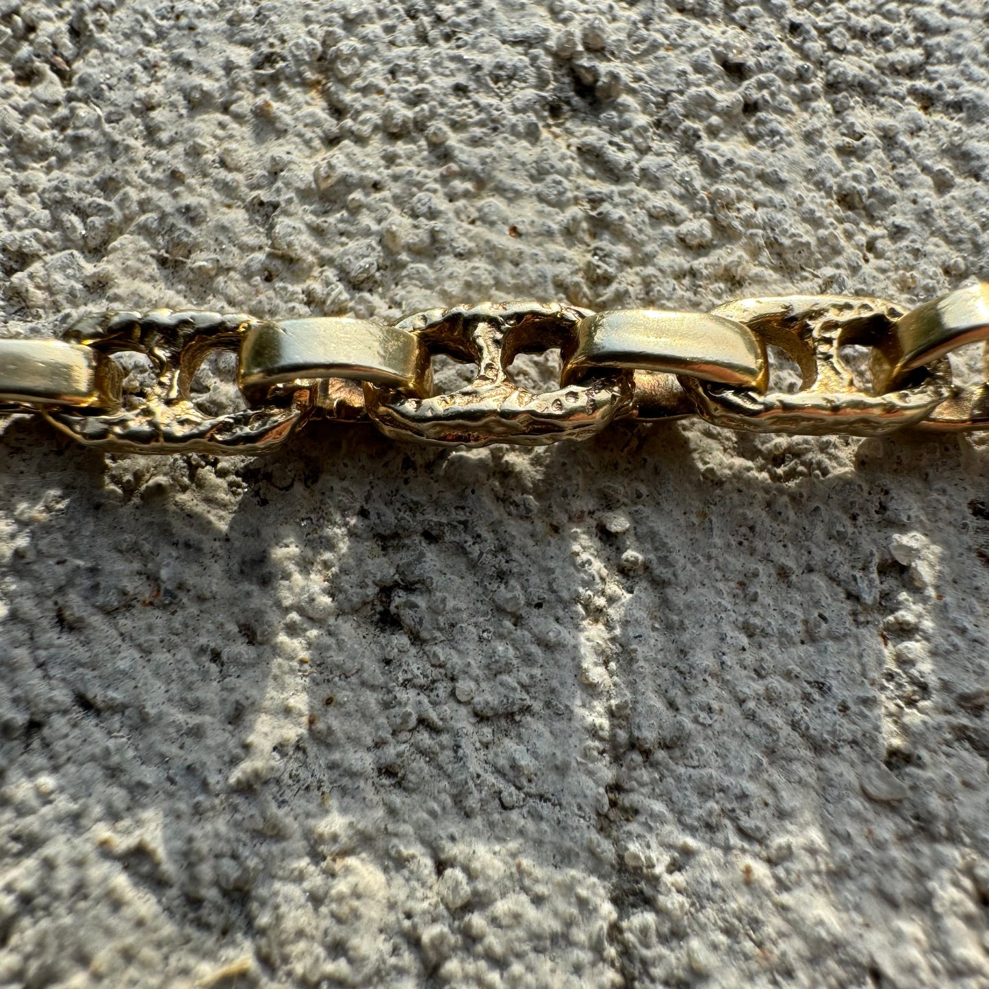 Vintage Solid 14k Yellow Gold Nugget Chaine D’Ancre Link Bracelet (7.5”)
