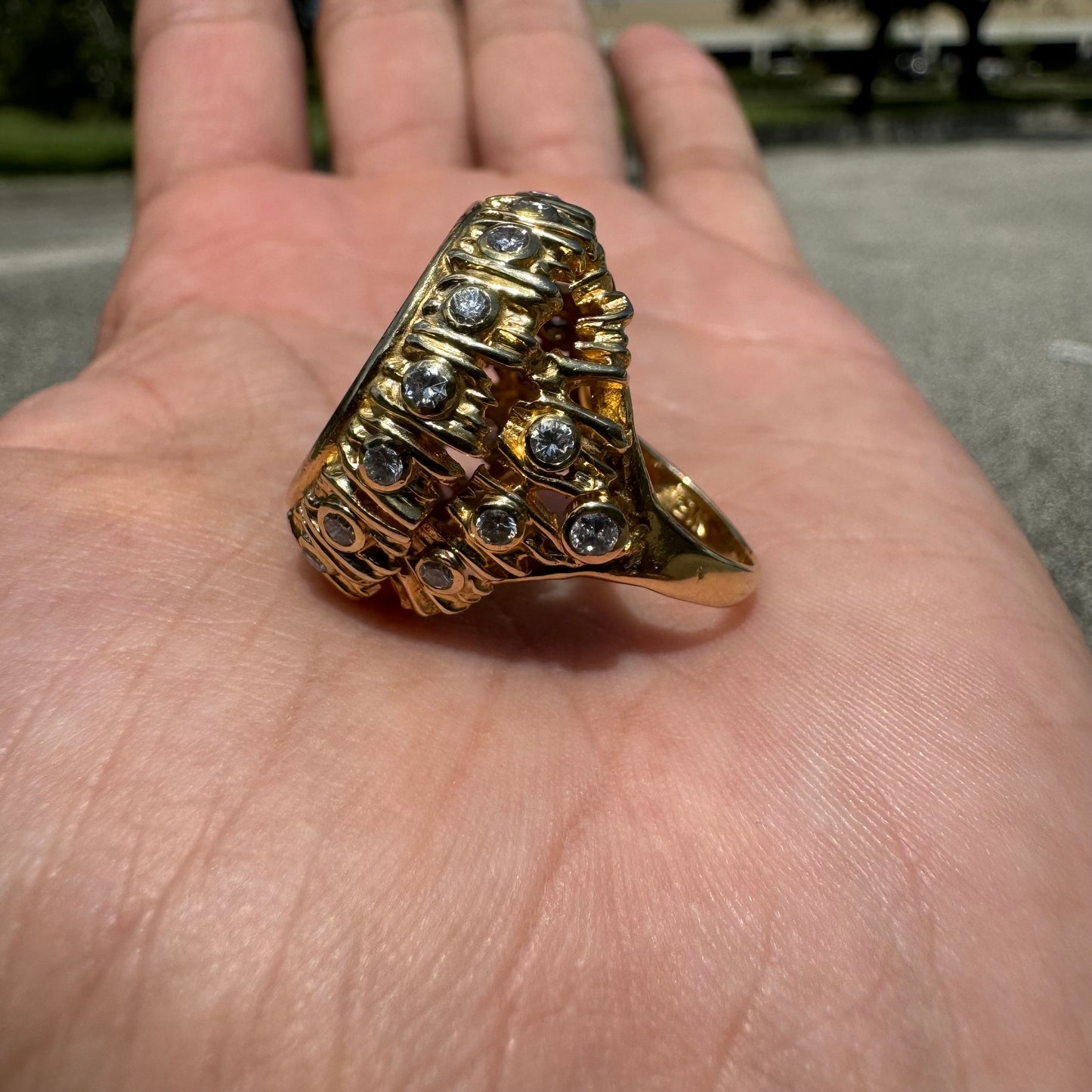 1925 $2.50 Indian Head Gold Coin 14k Yellow Gold 1.25ctw Natural VS Diamond Brutalist Ring (5)
