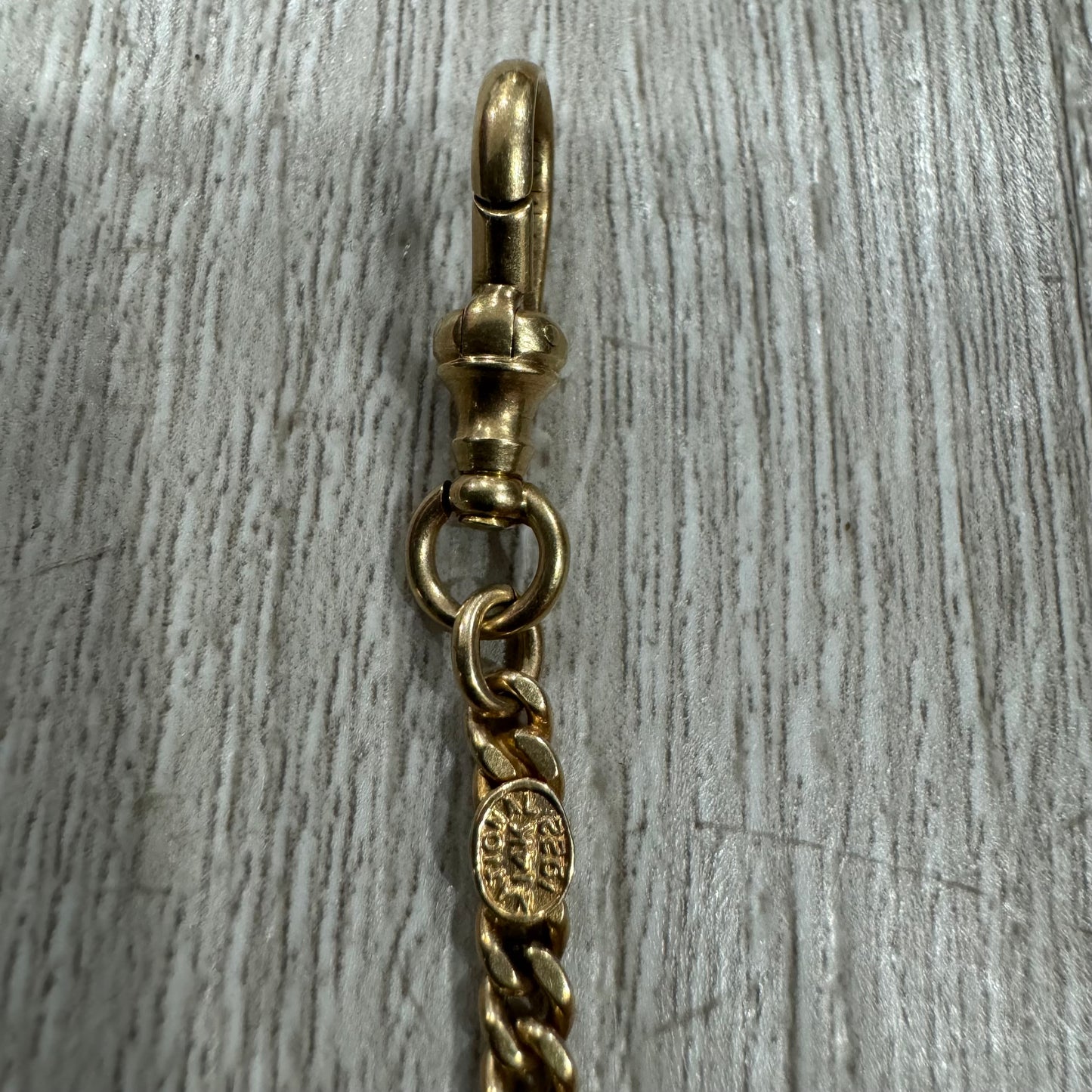 1922 Solid 14k Buttery Yellow Gold Sliding Double Albert Curb Link Watch Chain Necklace (22.25”)