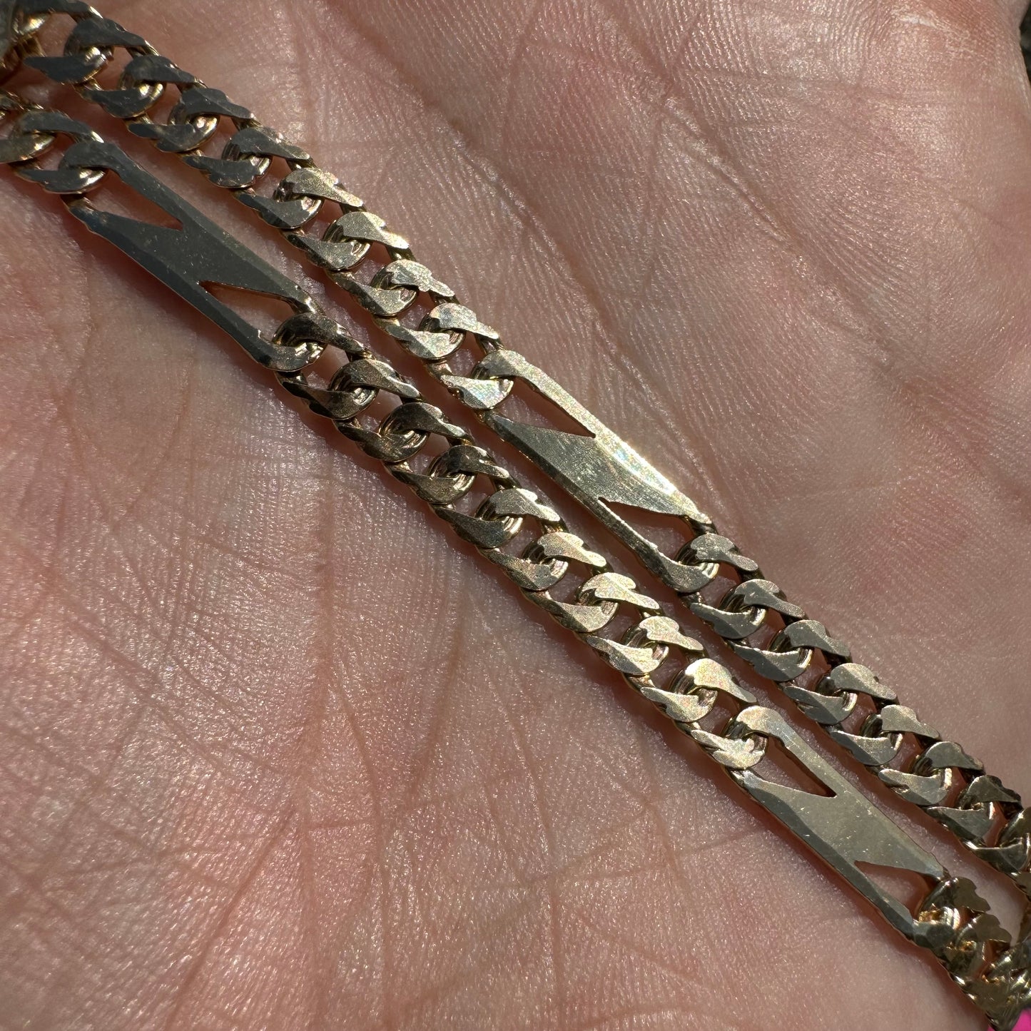 Vintage Solid 14k Yellow Gold Diamondcut Cuban Tigers Eye Link Necklace (20”)