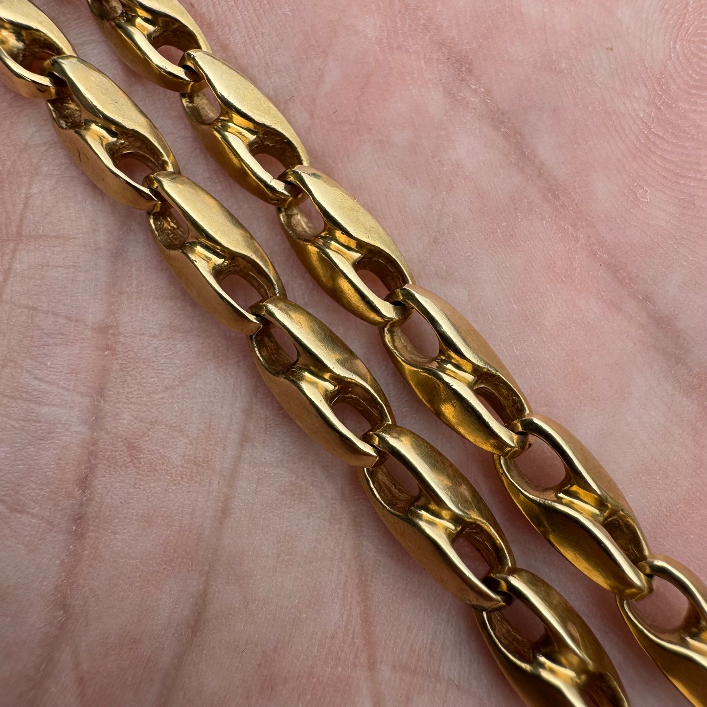 Vintage 14k Yellow Gold Solid Puffed Gucci Twisted Mariner Link Necklace (19”)