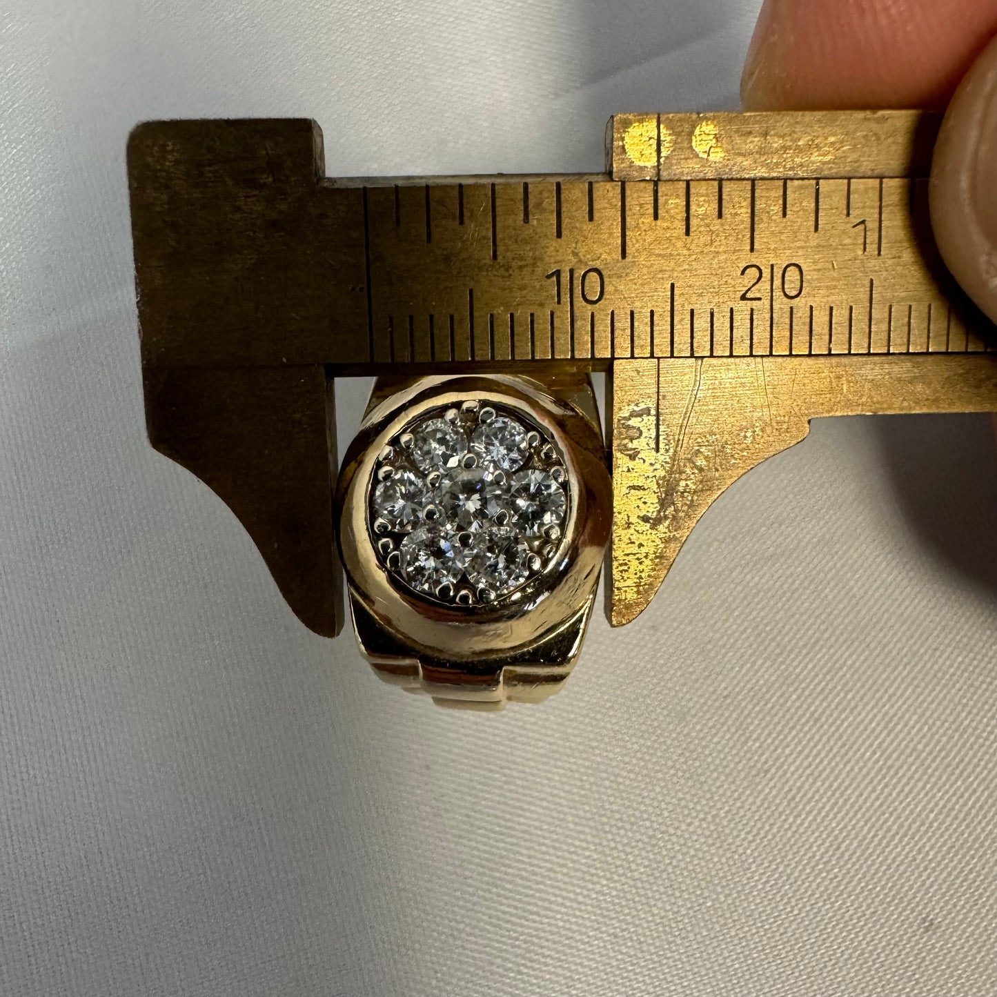 1970’s/80’s 14k Yellow Gold Rolex Style .75CTW Natural Diamond Kentucky Cluster Ring (6.5)
