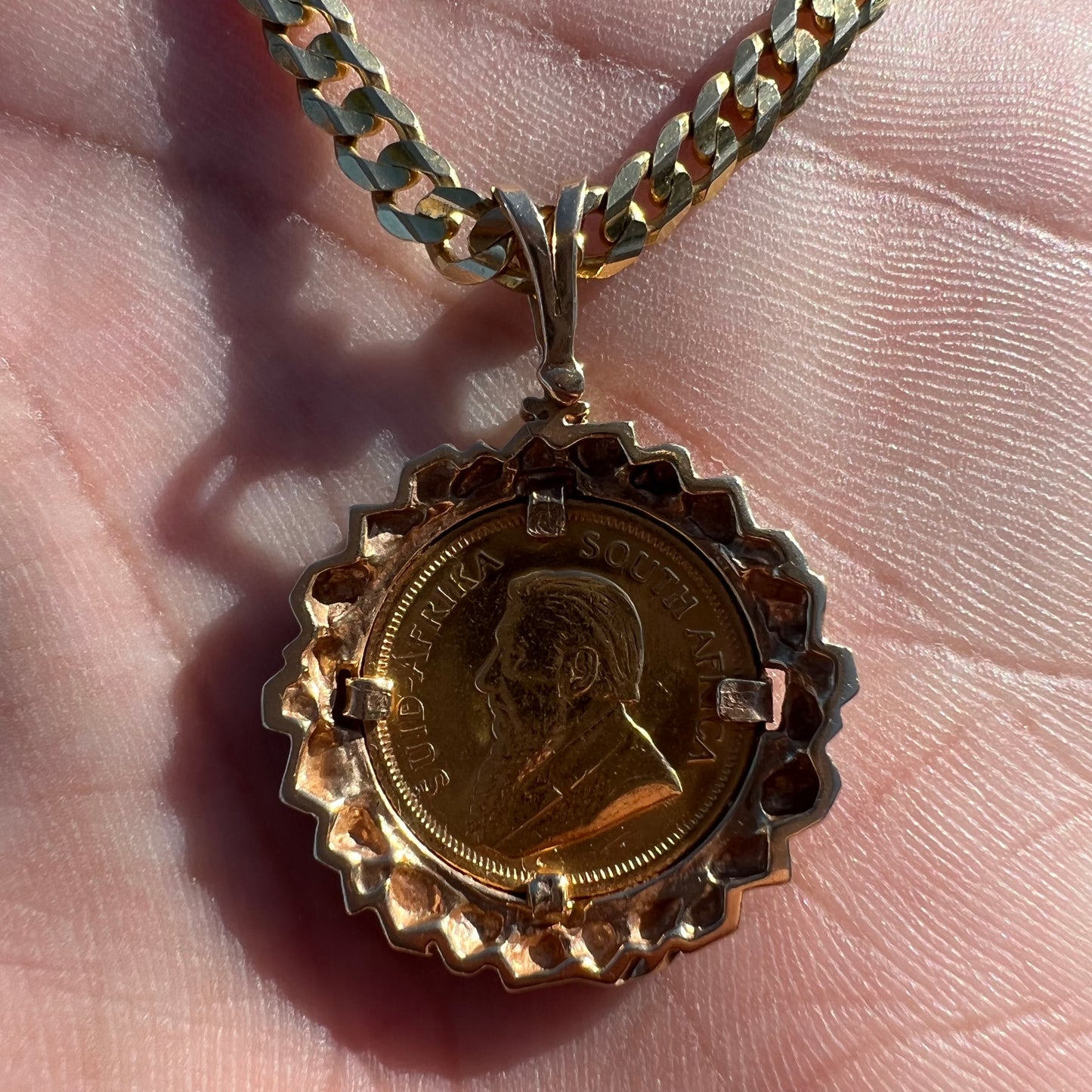 1983 South Africa 1/10 oZ Krugerrand Coin Nugget Pendant