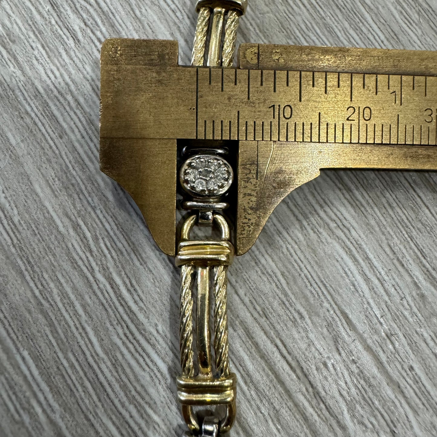 Vintage 14k Gold .75ctw Natural Diamond Cluster Bar Link Bracelet (7”)