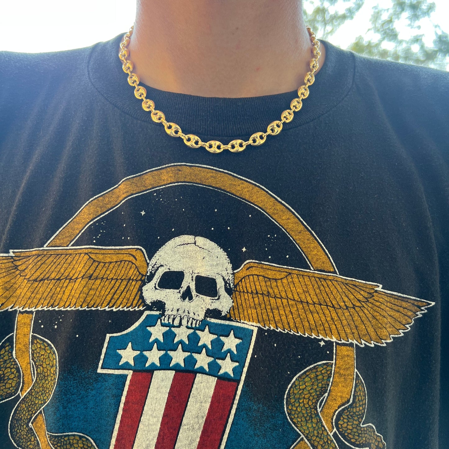18k Chunky Italian Puffed Gucci Link Necklace (18”)