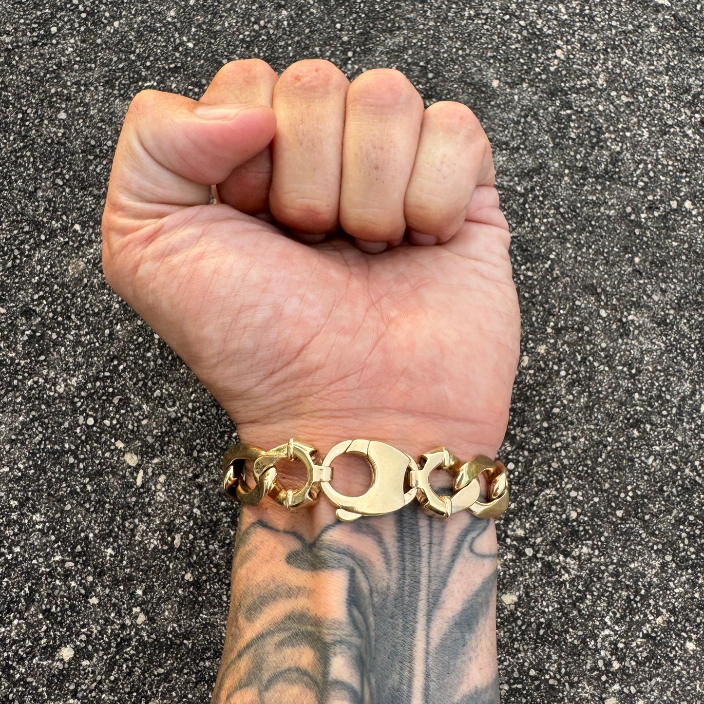 Vintage Solid 14k Yellow Gold Heavyweight Figaro Link Bracelet (8”)