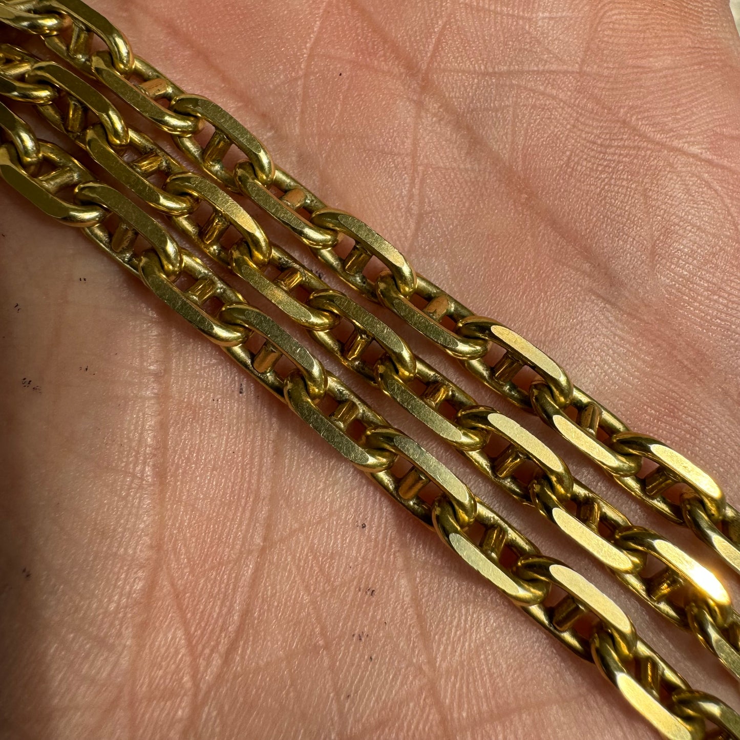 Vintage Solid 14k Yellow Italian Gold Chaine D’ Ancre Mariner Link Necklace (24”)