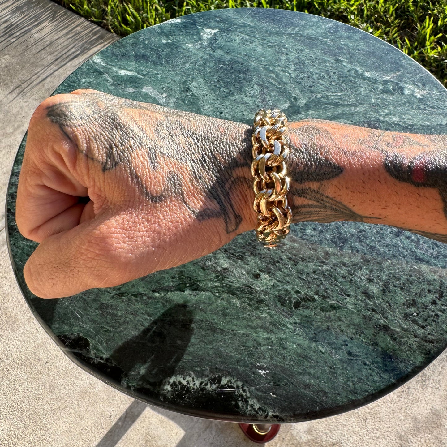 Mid-Century Tiffany & Co. Solid 14k Yellow Gold Heavyweight Chunky Chino Link Bracelet (8”)