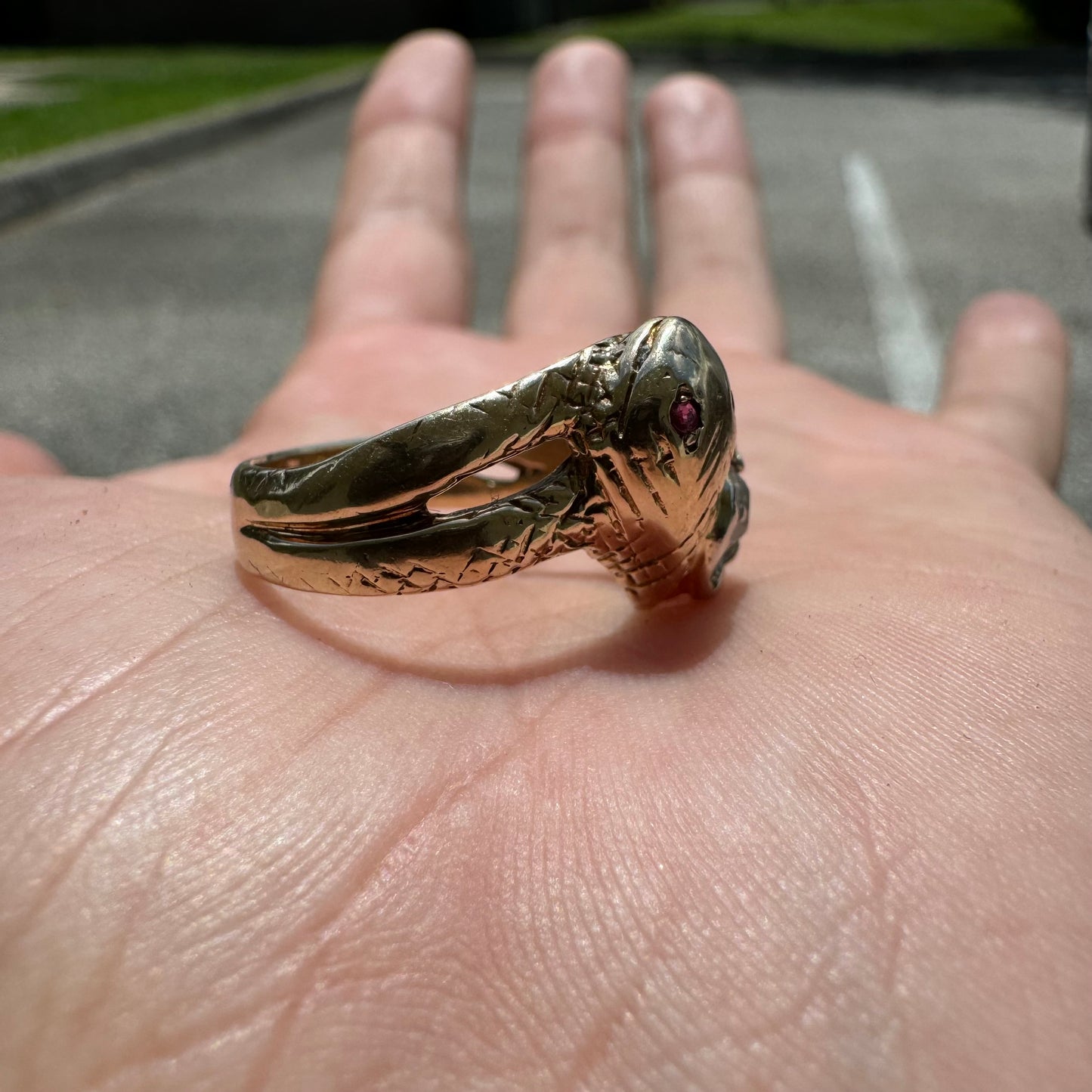 Mid-Century 10k Yellow Gold .45CTW Old Euro Cut Natural Diamond Cluster Snake Ring (8)
