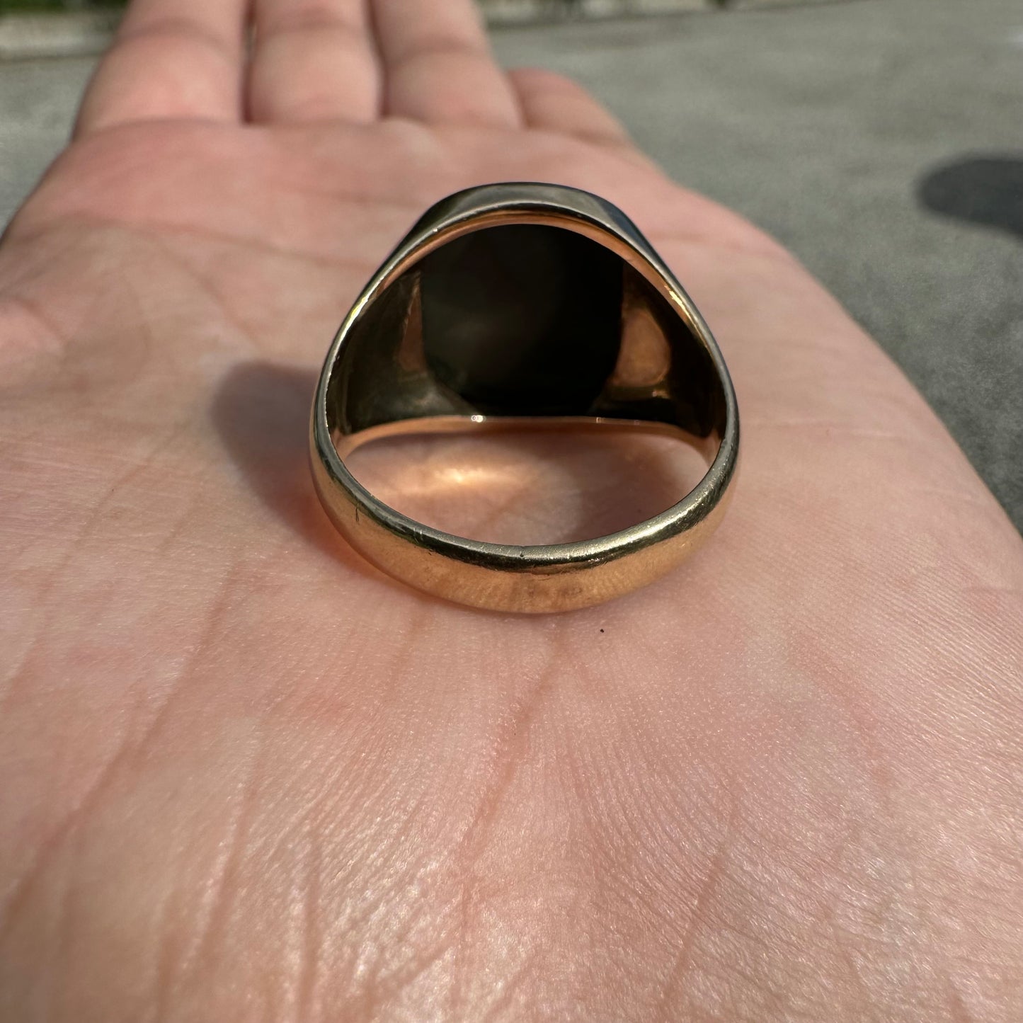 1930’s Bloodstone 10k Yellow Gold Signet Ring (9.25)