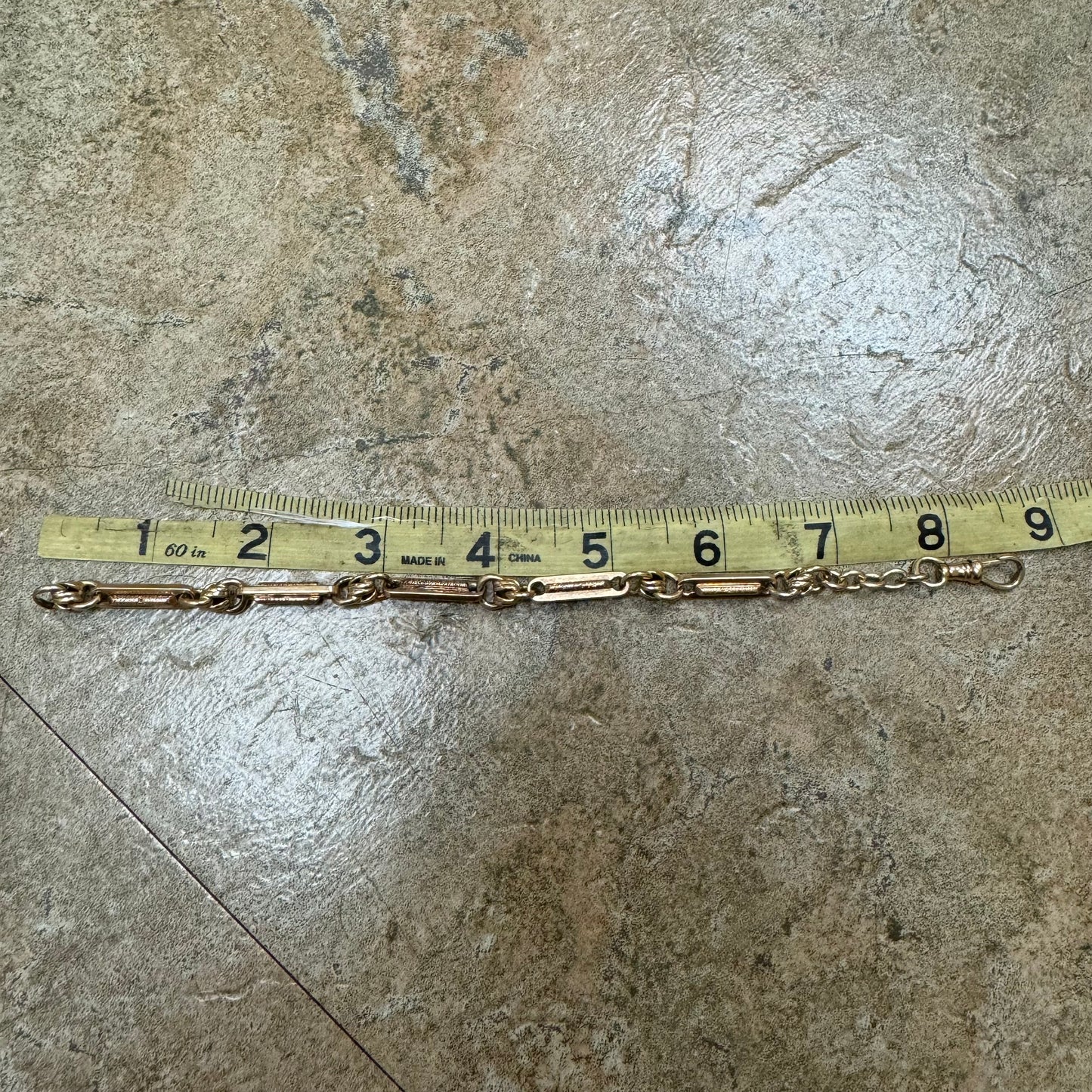 Victorian Solid 14k Gold Fancy Link Watch Chain Bracelet (8.5”)