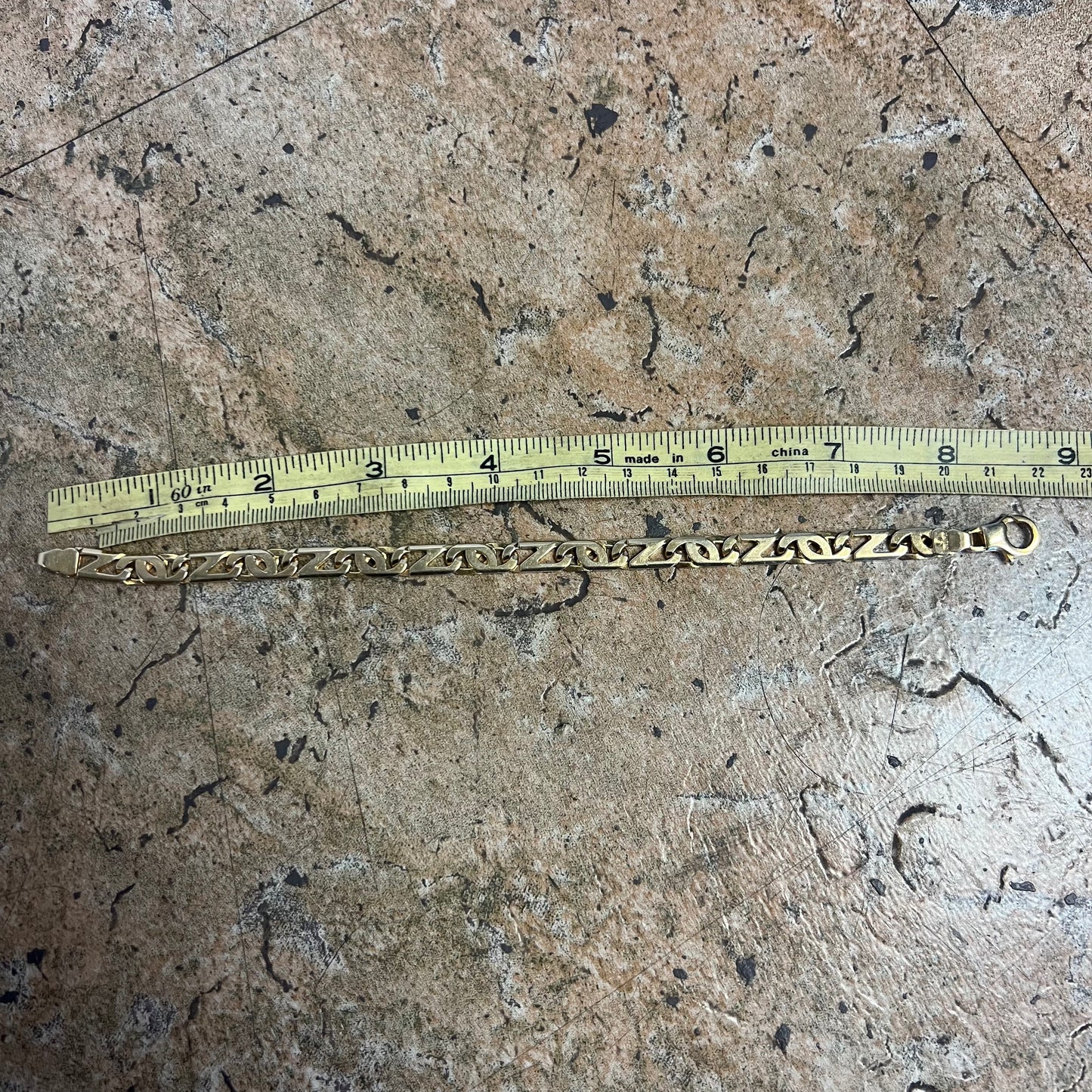 Vintage Solid 10k Italian Yellow Gold Heavyweight Tigers Eye Mariner Link Bracelet (8.5”)