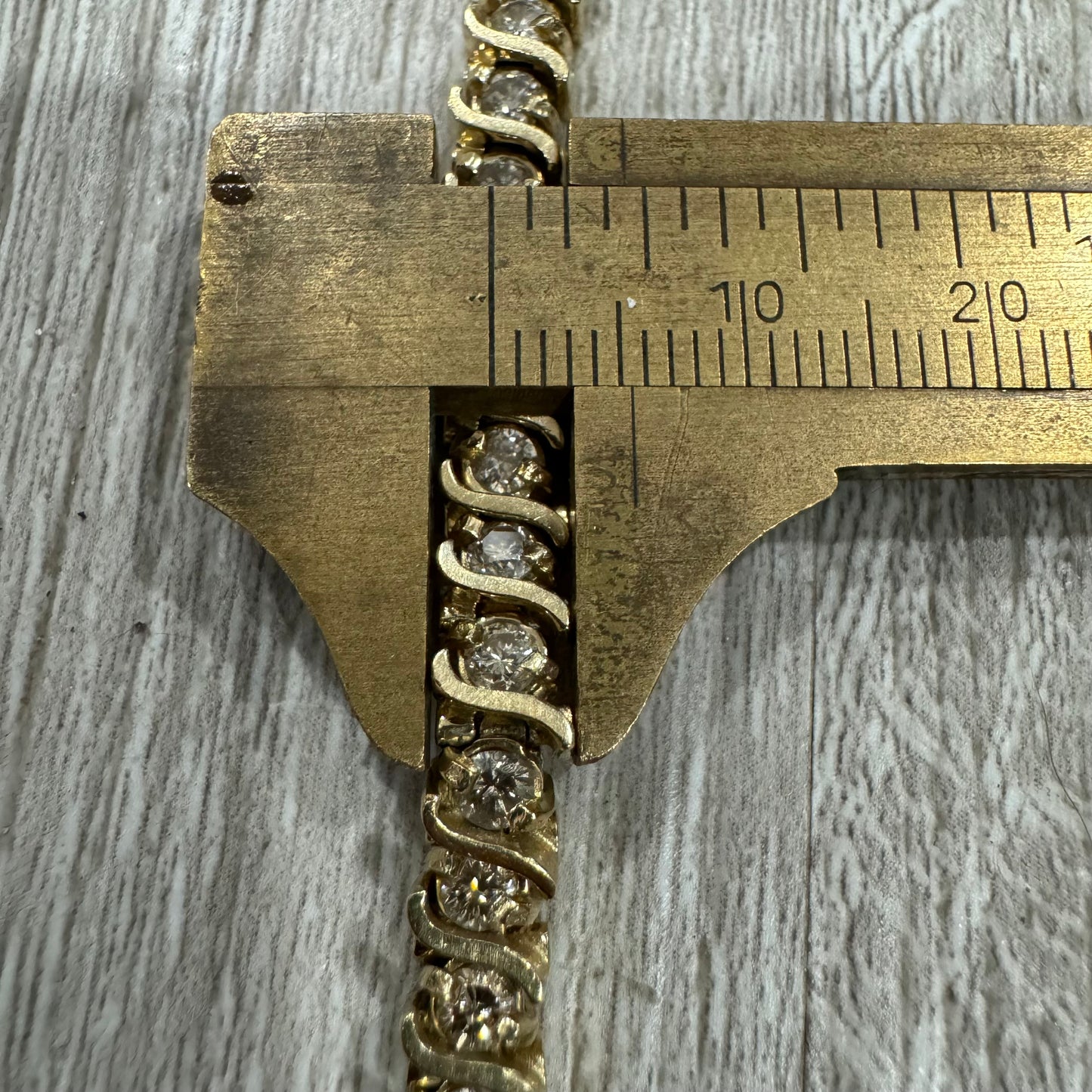Vintage Solid 14k Yellow Gold 3.0ctw Natural Diamond Heavyweight S-Link Tennis Bracelet (7.25”)