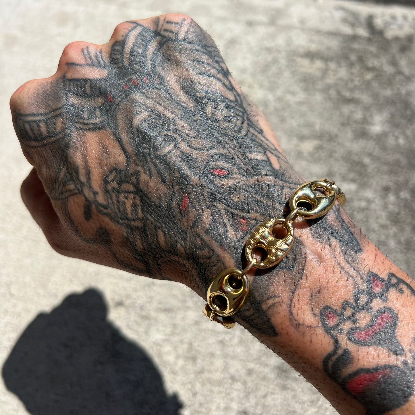 18k Yellow Gold Chunky Puffed Gucci Link Bracelet (7”)