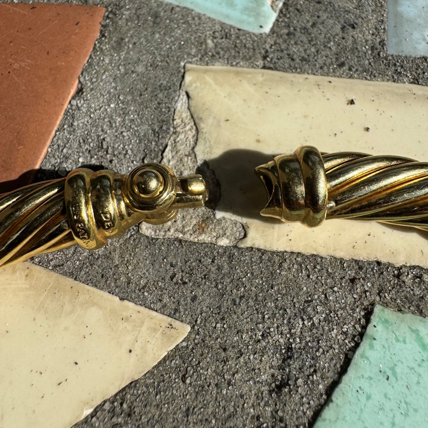 Vintage David Yurman 18k Yellow Gold Natural Diamond And Ruby Cable Link Buckle Necklace (16”)
