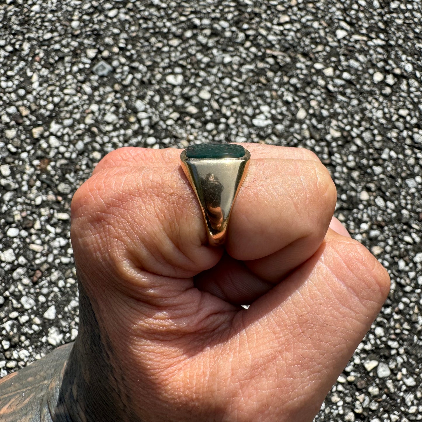1930’s Bloodstone 10k Yellow Gold Signet Ring (9.25)