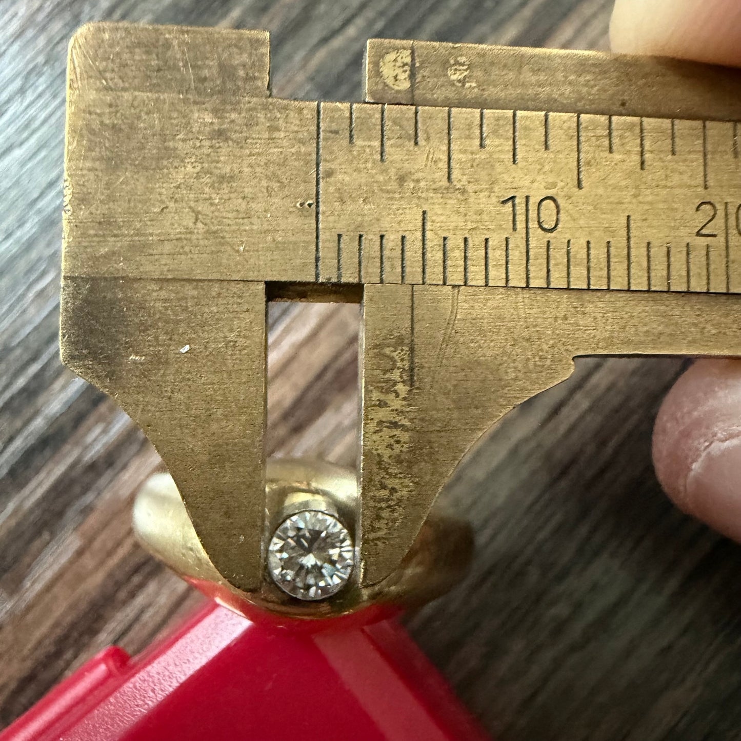 Art Deco Solid 14k Yellow Gold .40ct Natural VS Old Euro Cut Diamond Rub Over Gypsy Ring (8.5)
