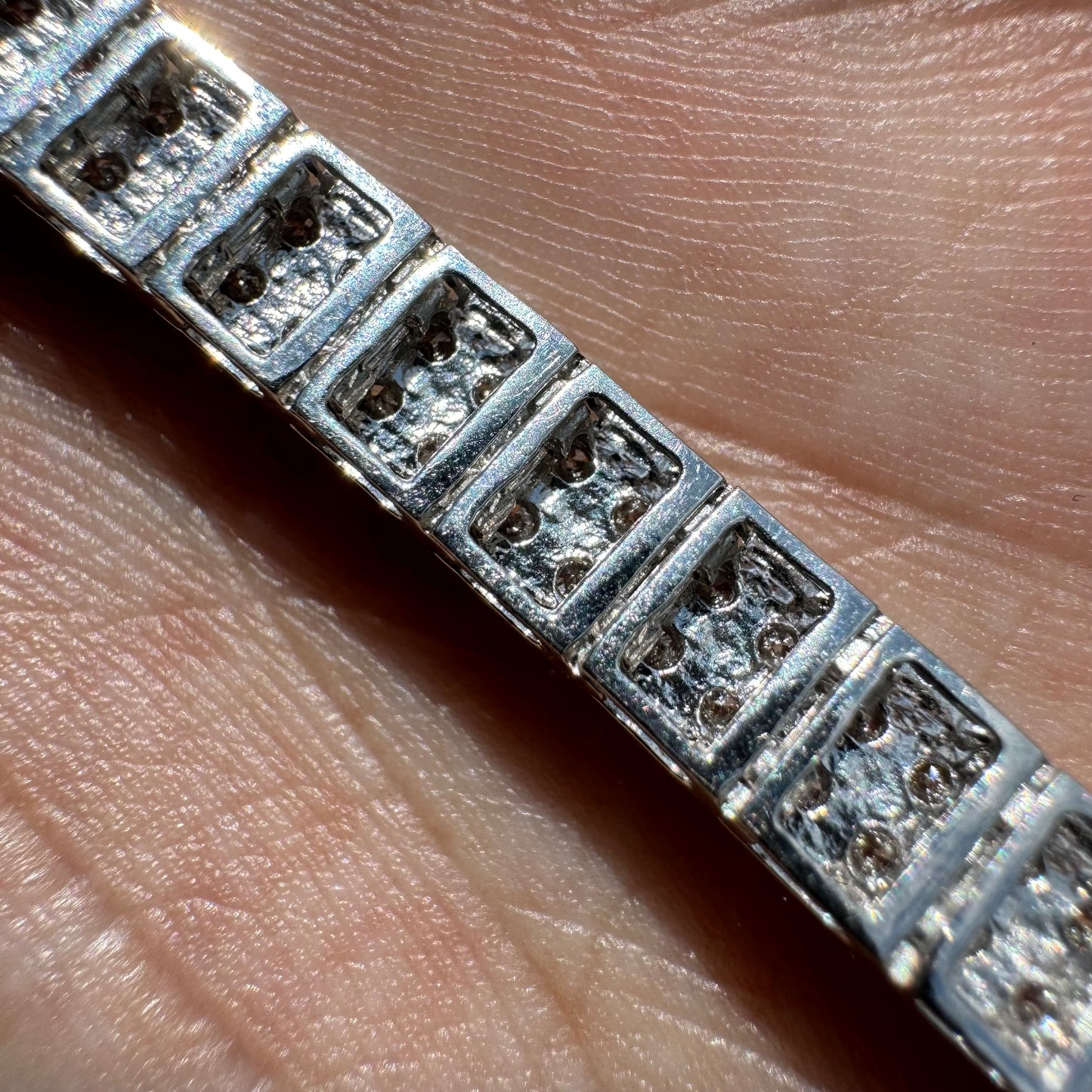 New Old Stock 18k White Gold 3.7ctw Natural VS Diamond Tennis Bracelet (7.35”)