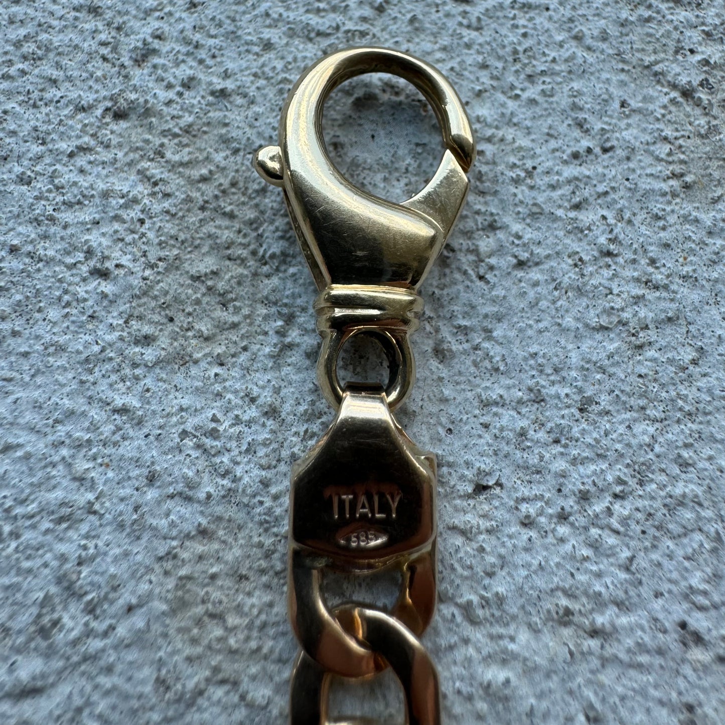 Vintage Solid 14k Italian Gold Tigers Eye Mariner Link Heavy Duty Bracelet (8.75”)