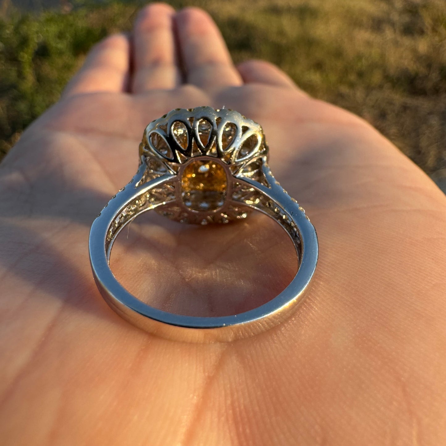 Brand New 14k White Gold 1.15ct Natural VS Cushion Cut Fancy Yellow Diamond 1.59ctw Natural VS Yellow And White Diamond Halo Ring (8)