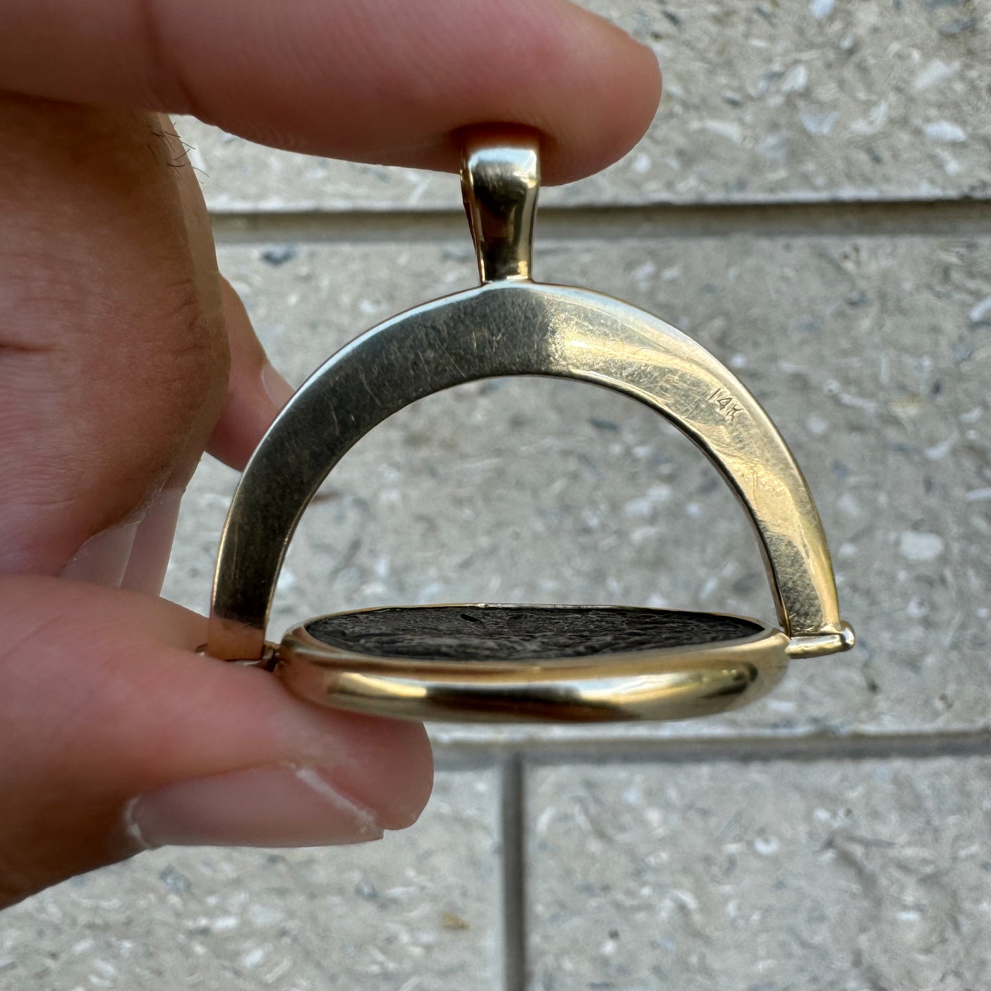 1681 Santa Maria De La Consolación Sea Salvaged Silver 8 Reale Shipwreck Coin Spinning Solid 14k Yellow Gold Pendant