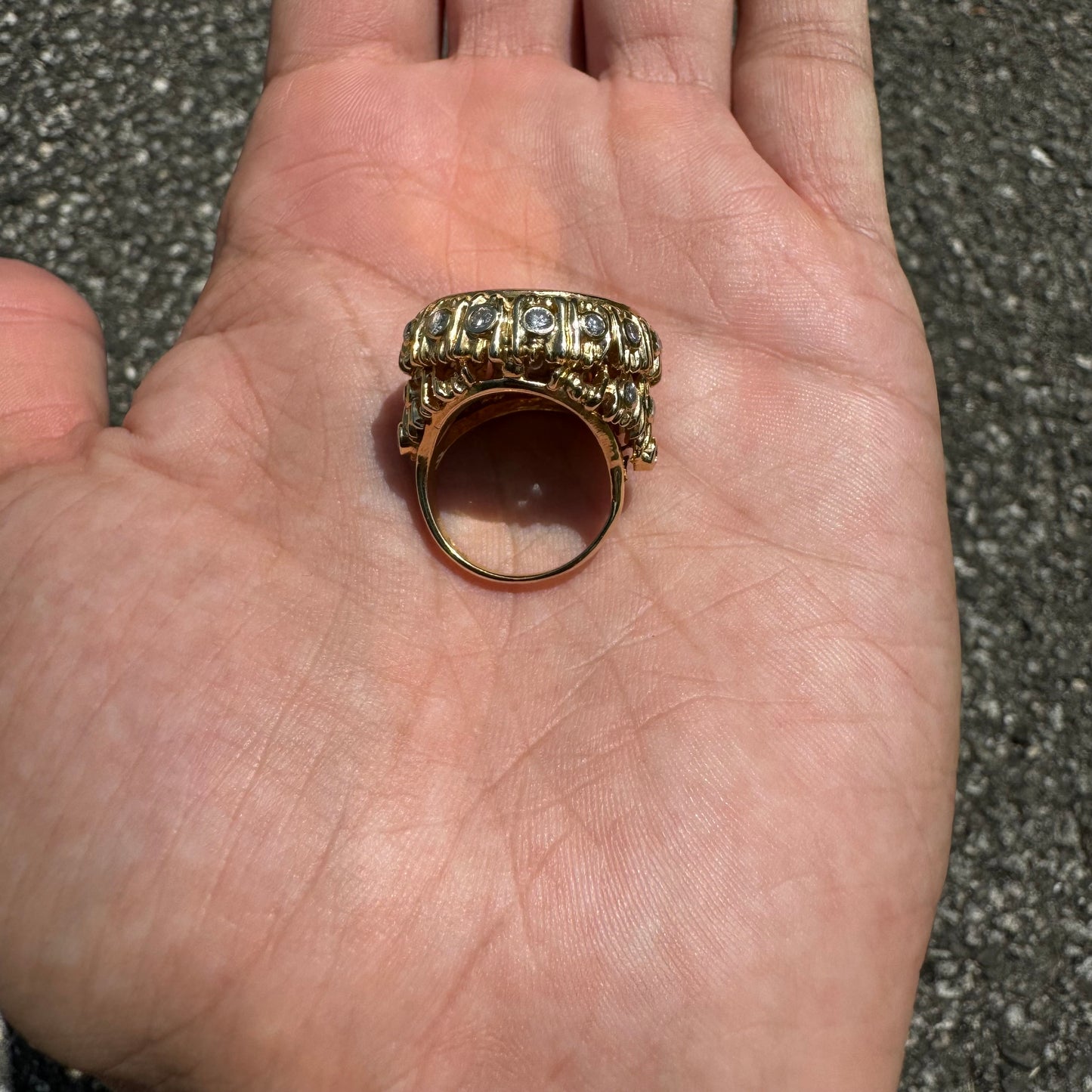 1925 $2.50 Indian Head Gold Coin 14k Yellow Gold 1.25ctw Natural VS Diamond Brutalist Ring (5)