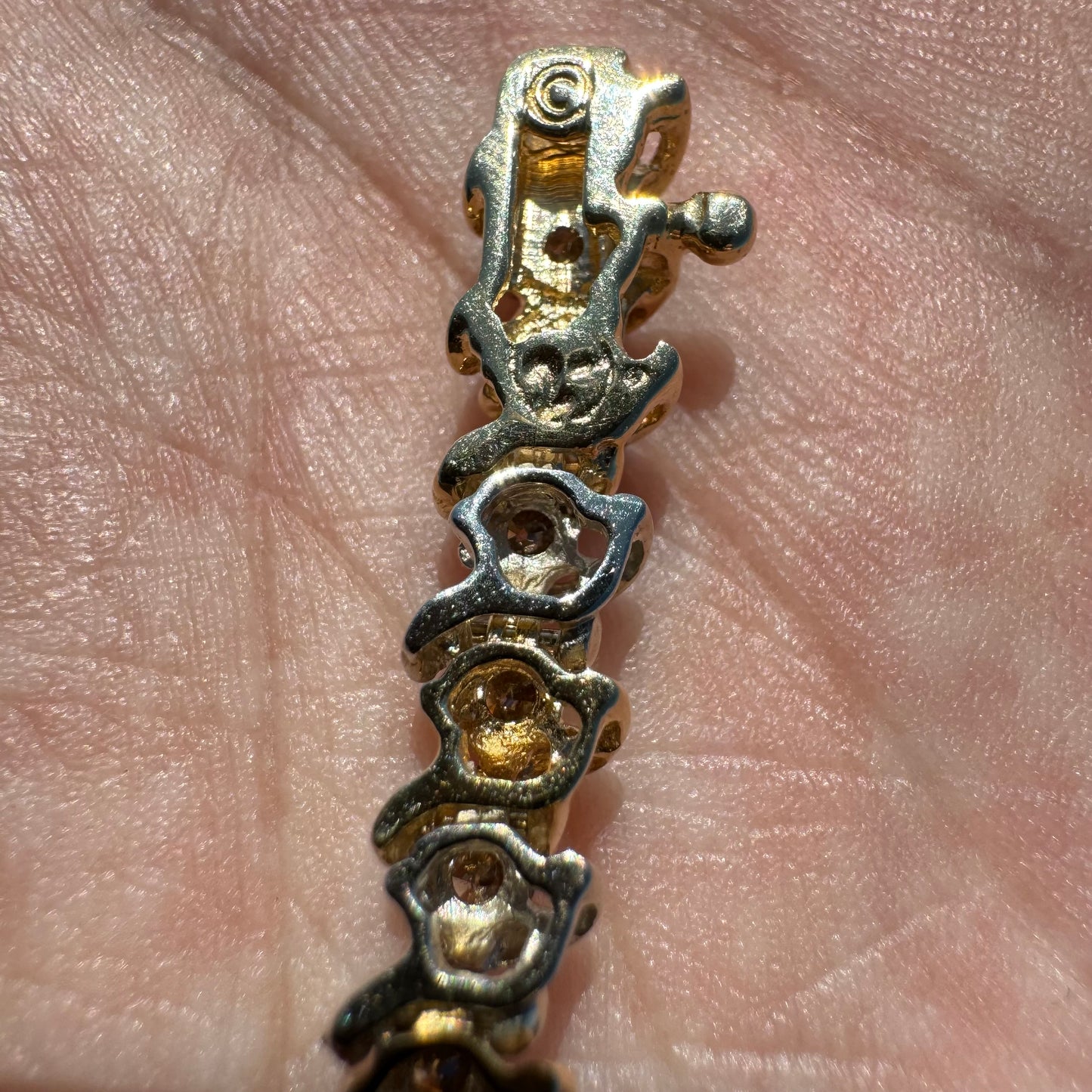 Vintage 14k Two-Tone 2.0CTW Natural Diamond S-Link Tennis Bracelet (7”)