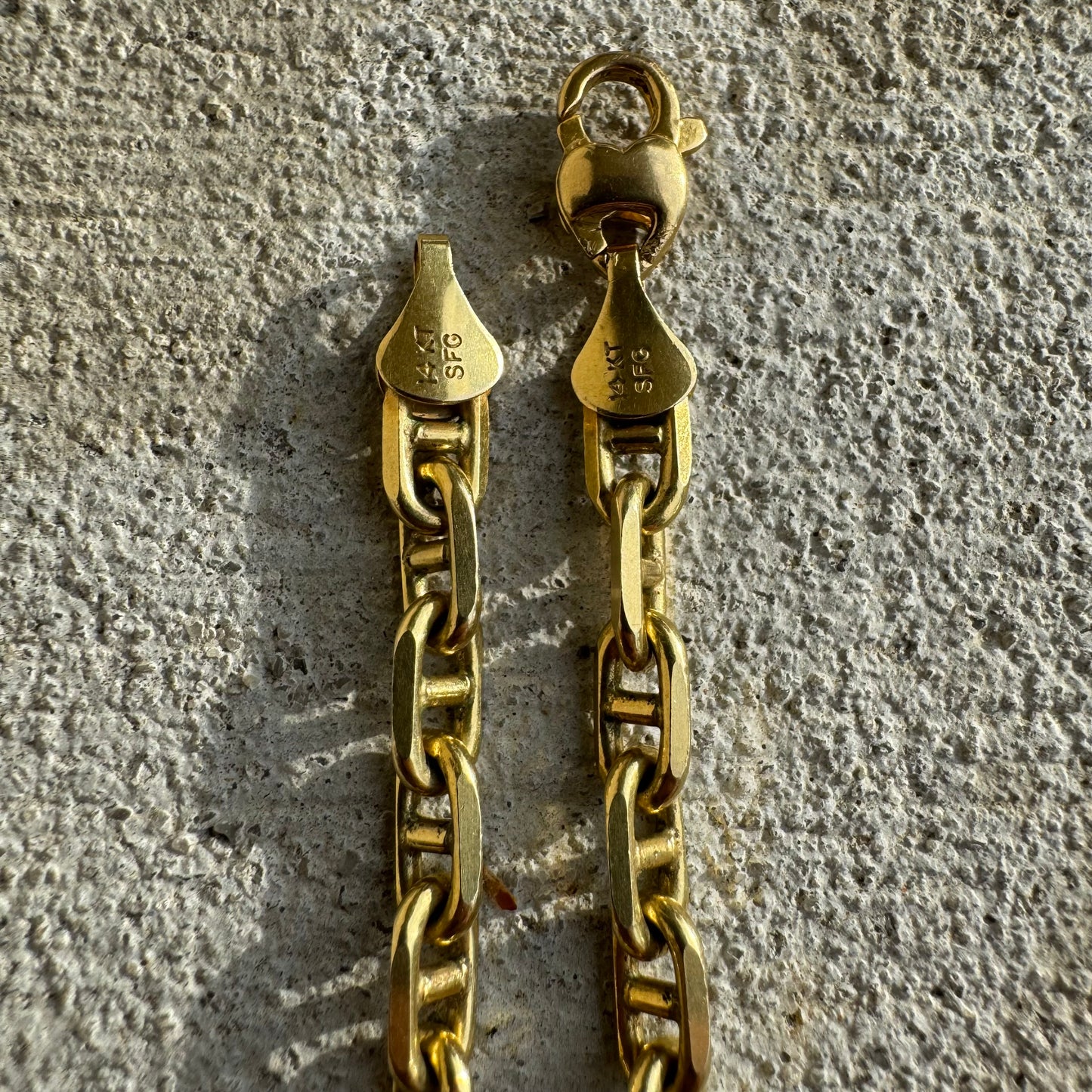 Vintage Solid 14k Yellow Italian Gold Chaine D’ Ancre Mariner Link Necklace (24”)