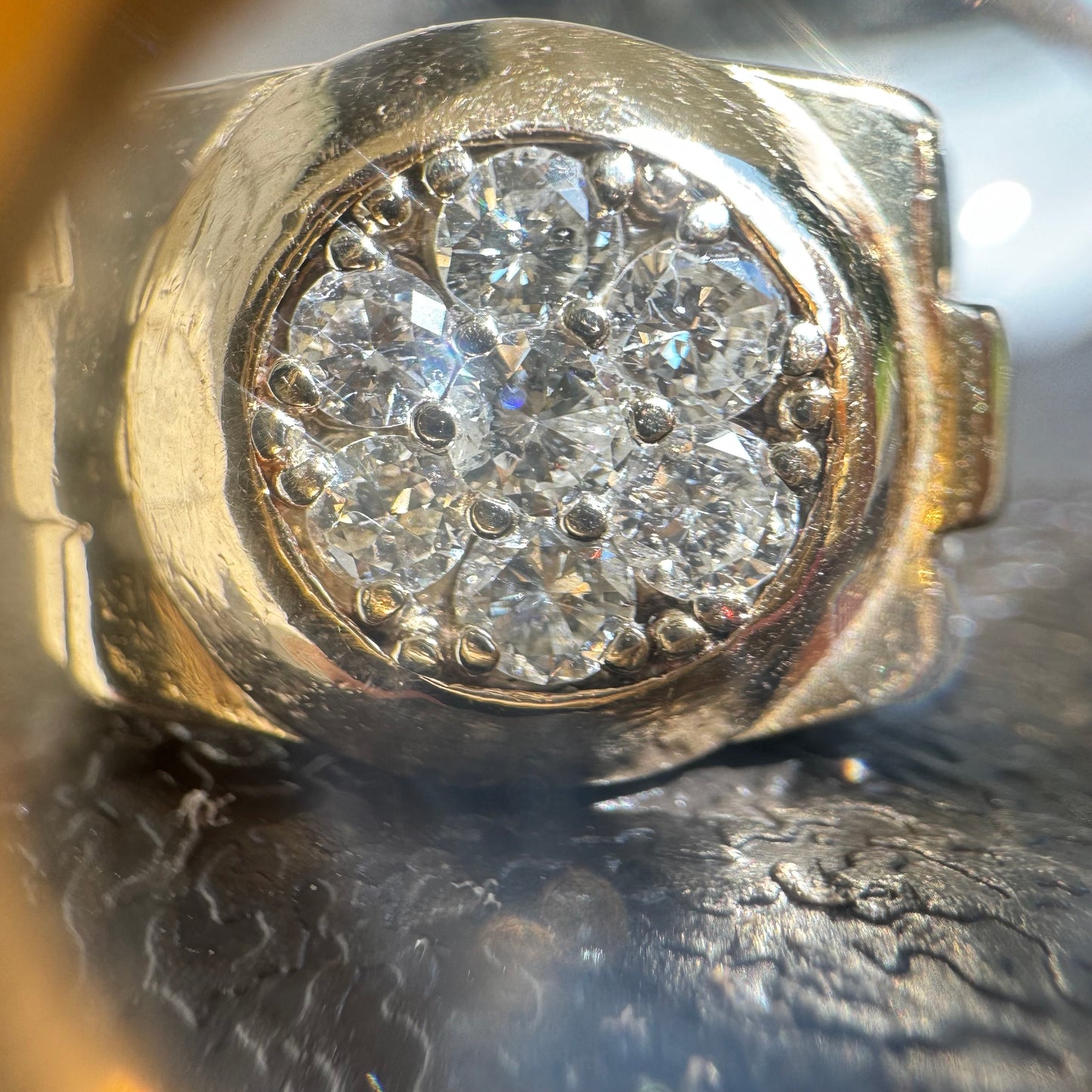1970’s/80’s 14k Yellow Gold Rolex Style .75CTW Natural Diamond Kentucky Cluster Ring (6.5)