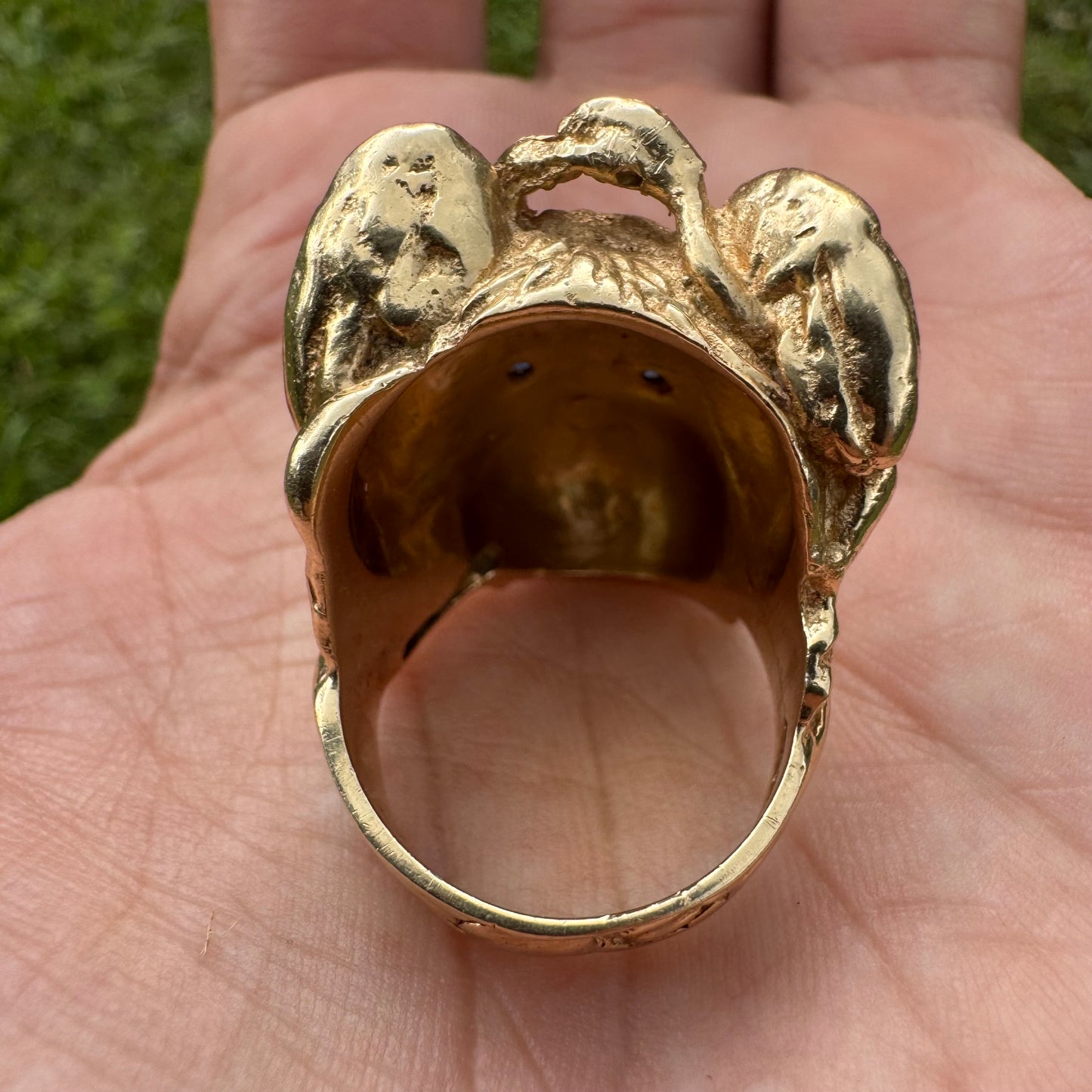 Vintage Solid 14k Yellow Gold Large Heavyweight Medusa Rodanini Ring (9)
