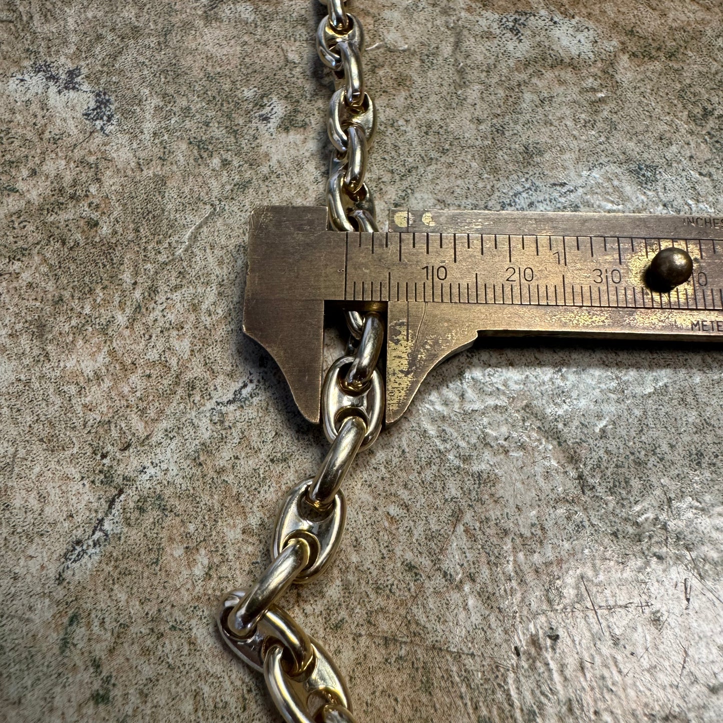 Vintage Solid 14k Yellow Gold Heavy Chaine D Ancre Puffed Gucci Link Bracelet (9”)