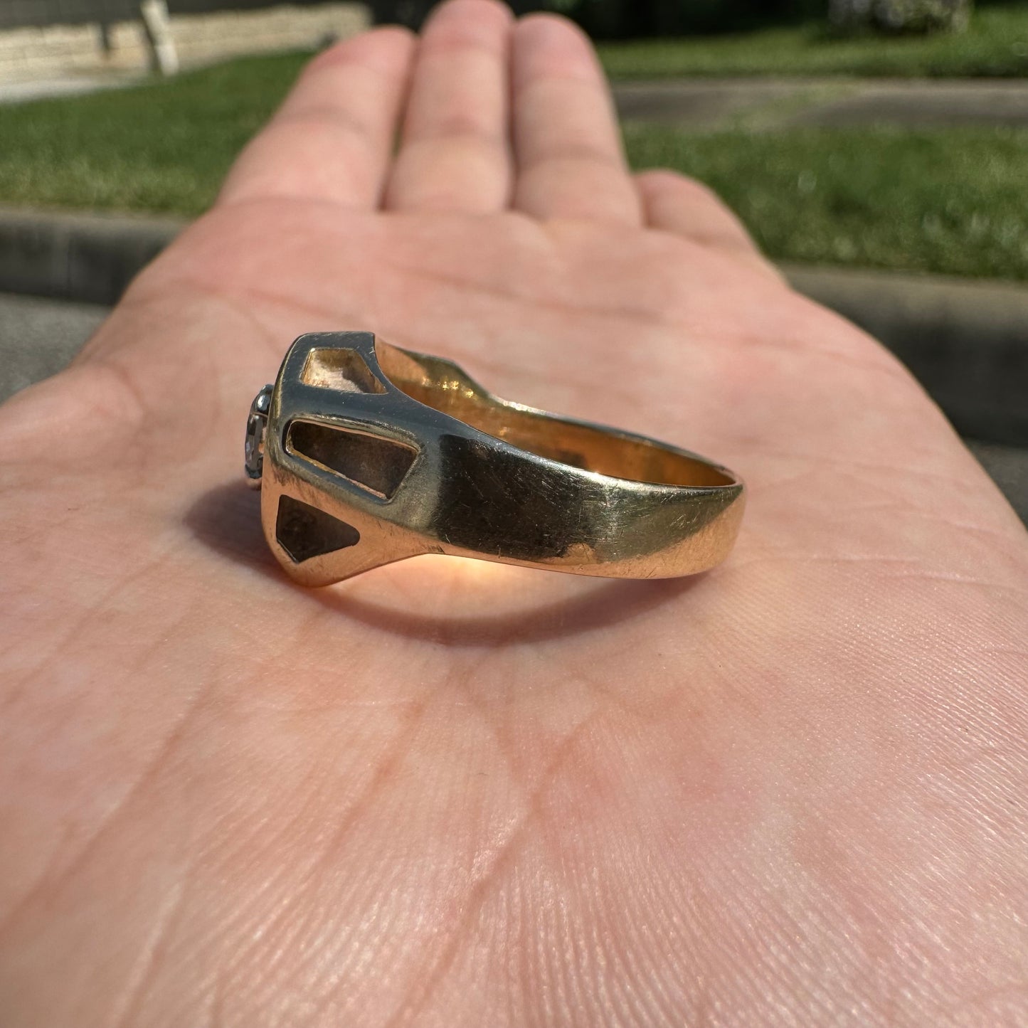 1960’s Avant-Garde 14k Gold .50ct Natural Diamond Modernist Ring (10)